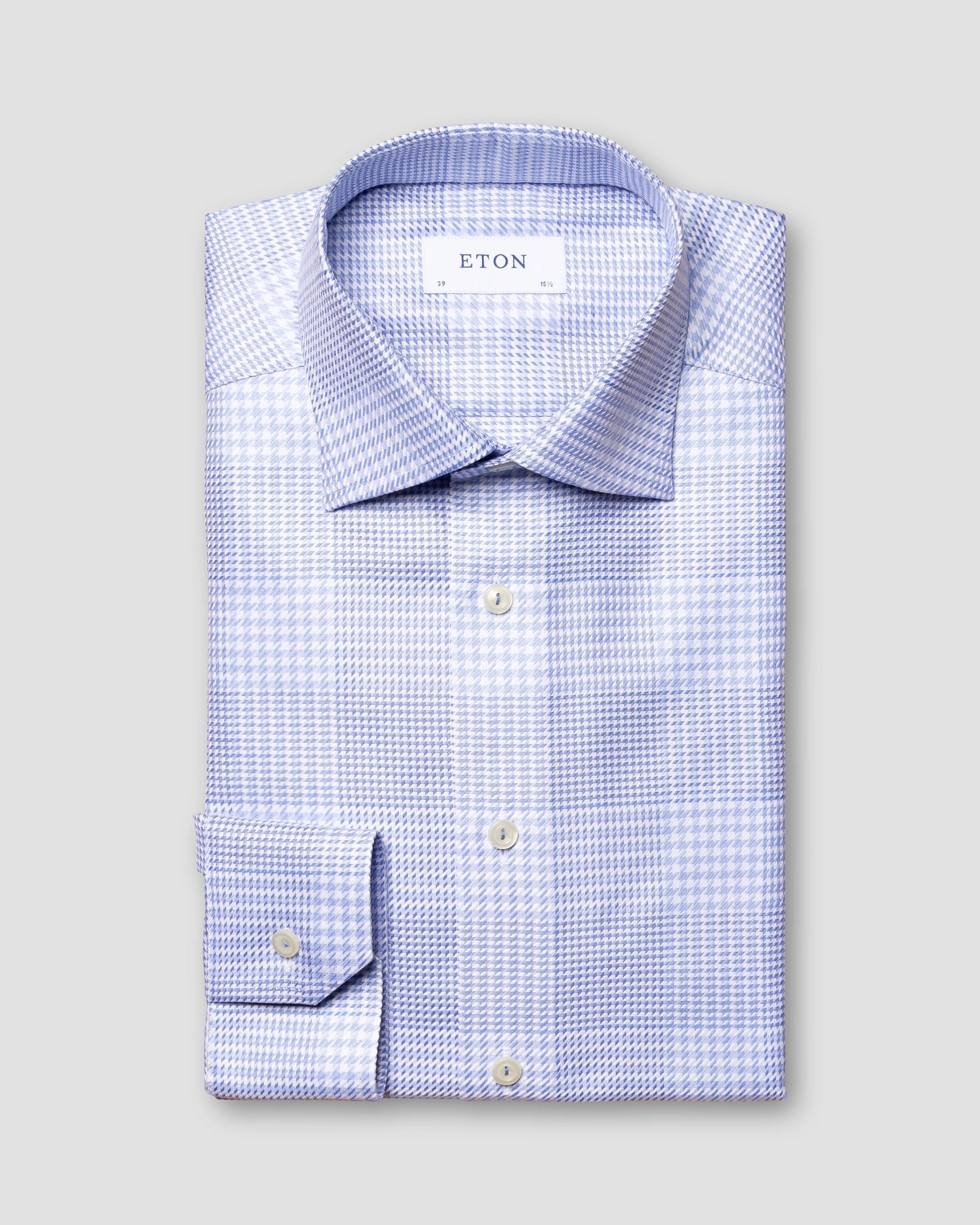 Eton - blue checked king twill shirt