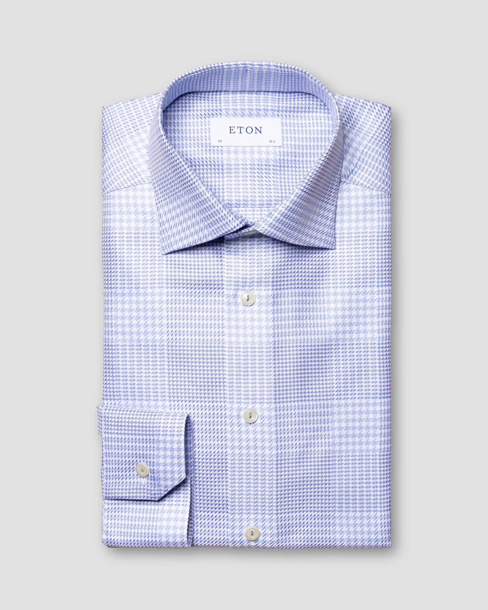 Eton - blue checked king twill shirt