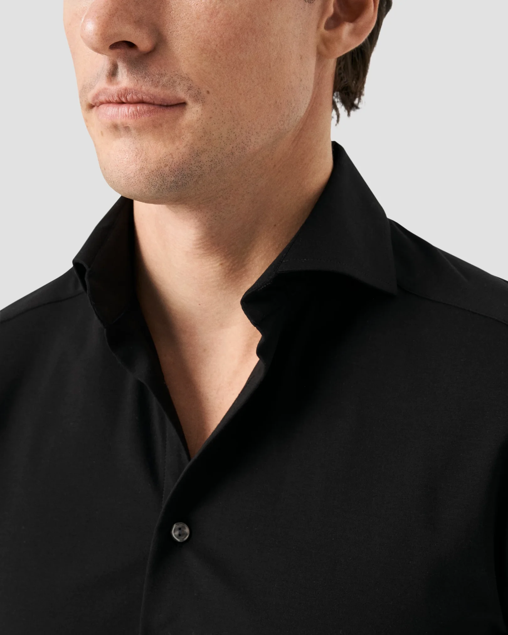 Eton - black supima cotton fourway strech