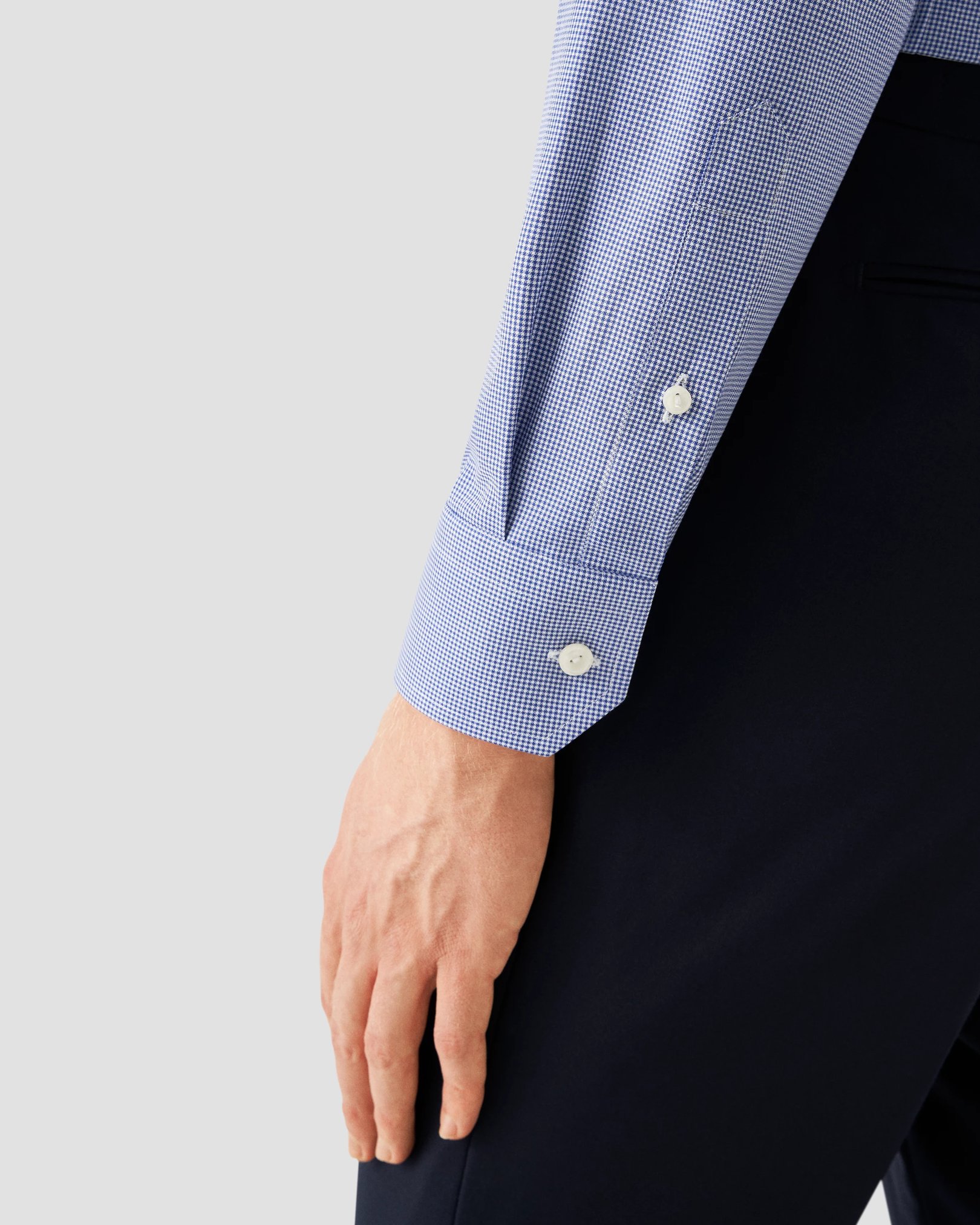 Eton - mid blue fine check signature twill shirt