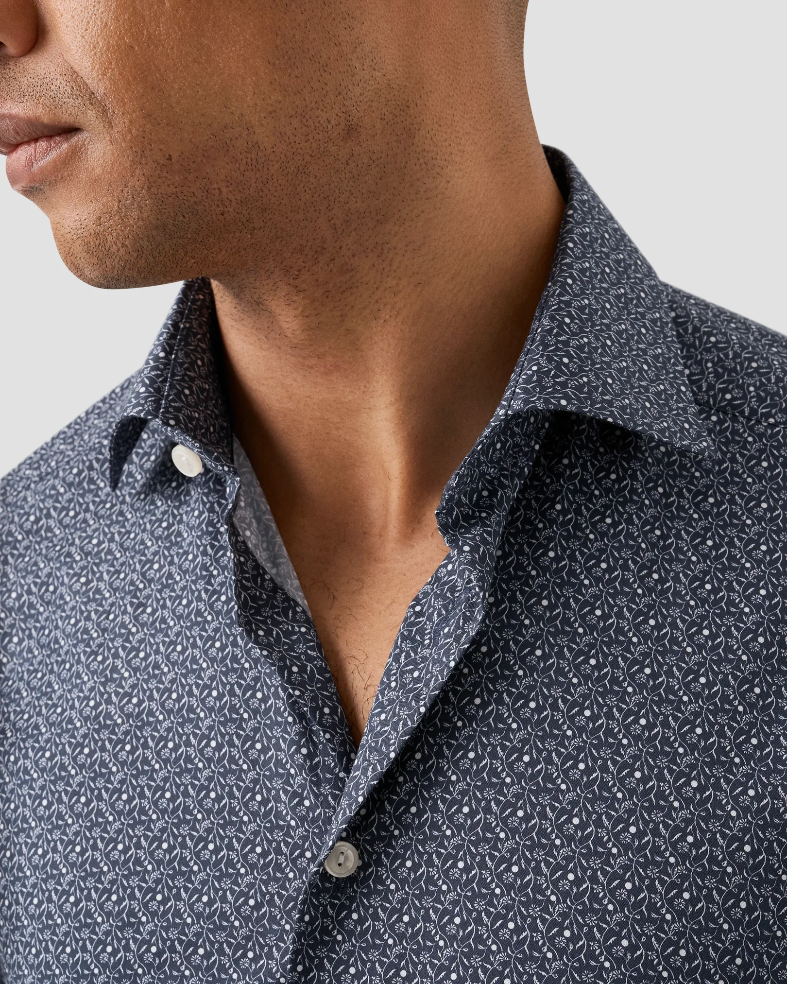 Eton - dark blue floral signature twill shirt