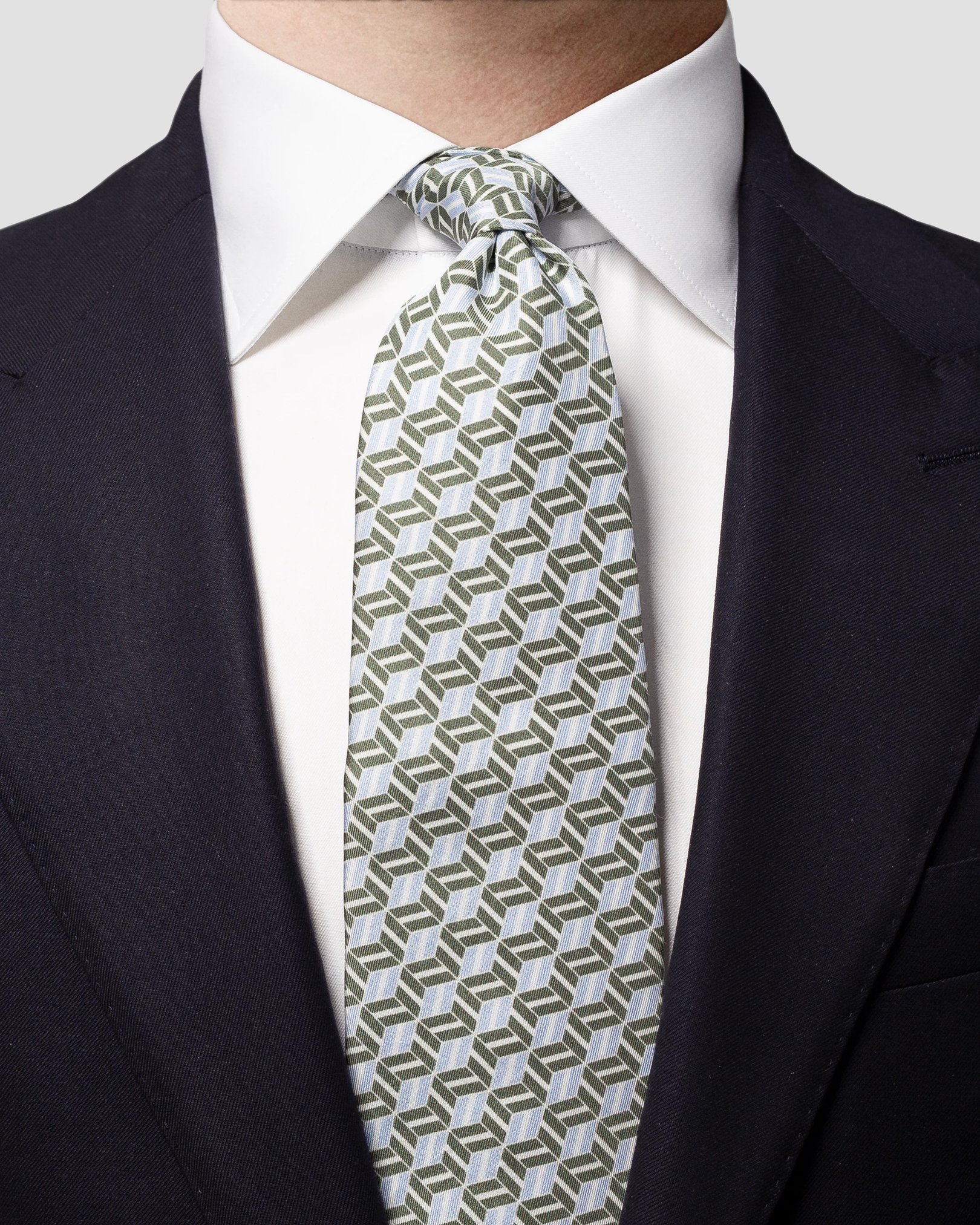 Eton - dark green patterned silk tie