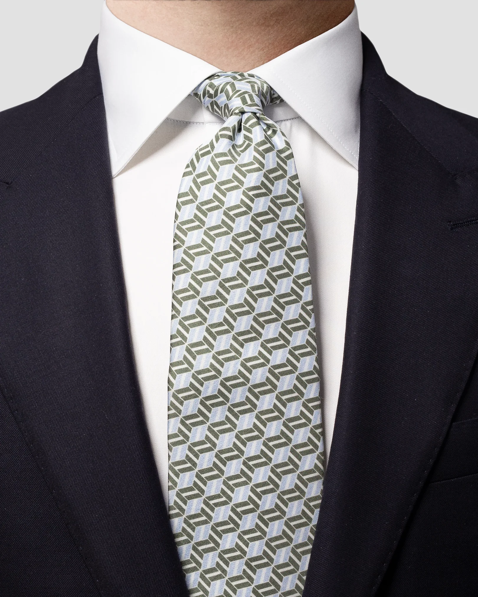 Eton - dark green patterned silk tie
