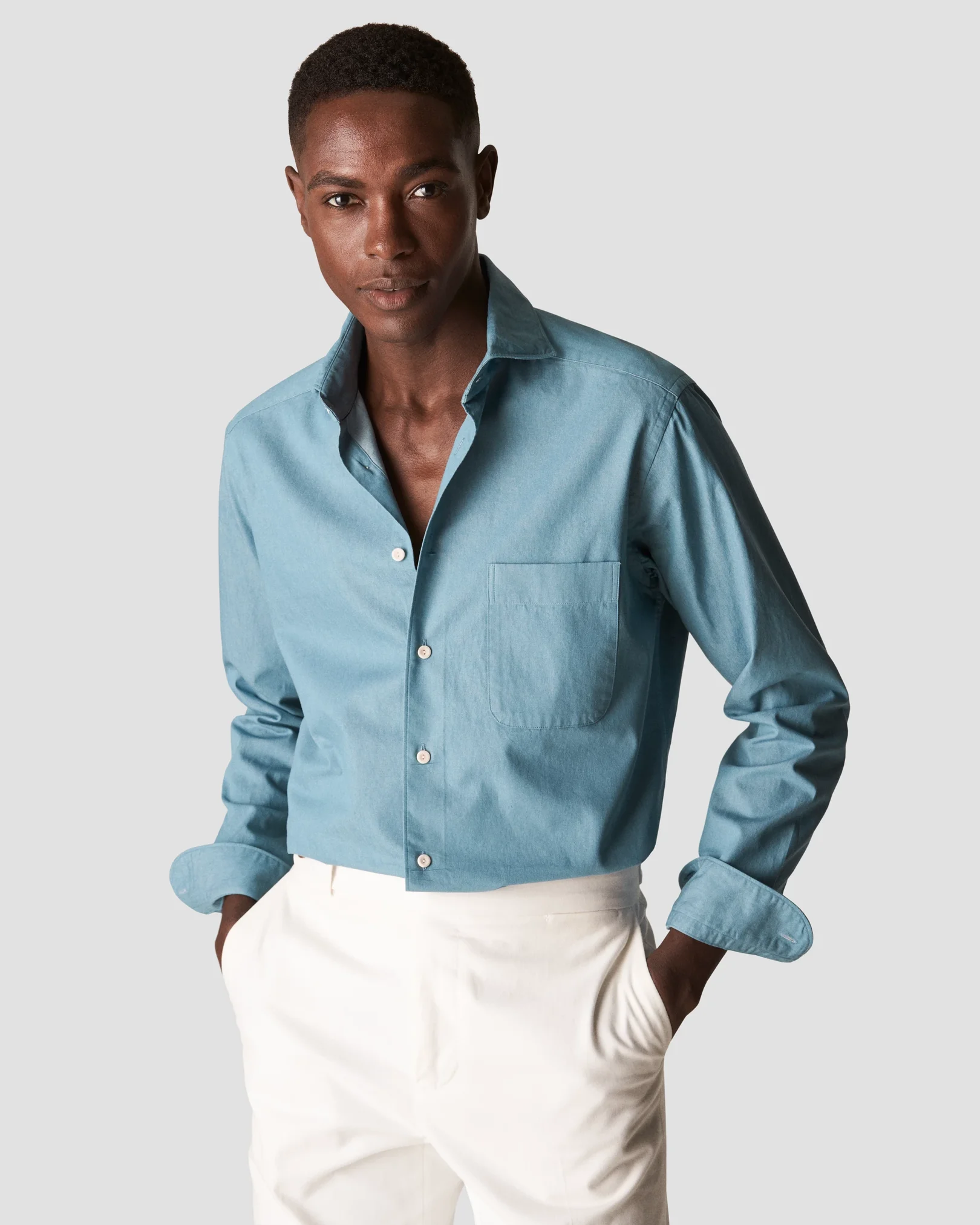 Eton - mid blue heavy twill