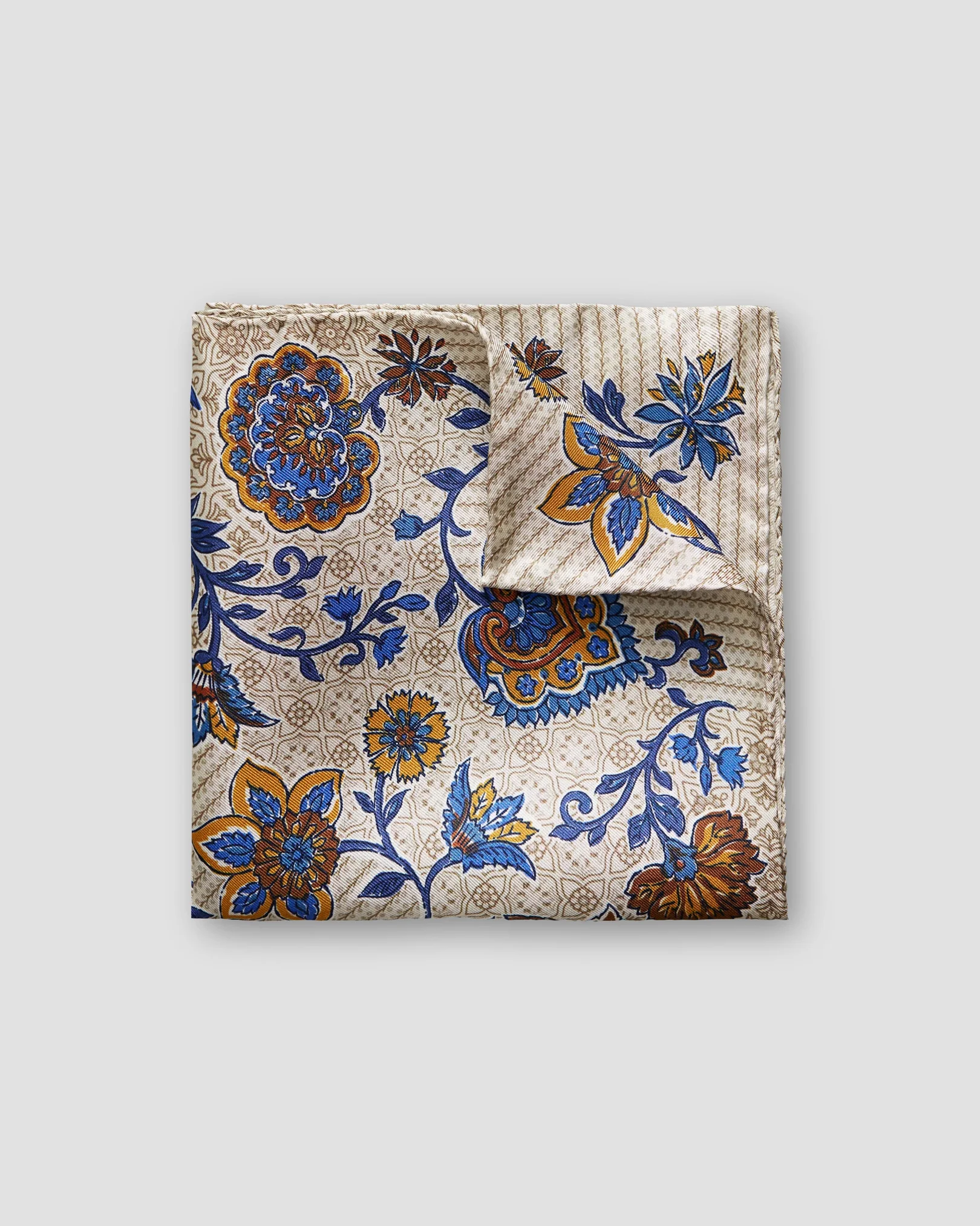 Eton - beige floral silk pocket square