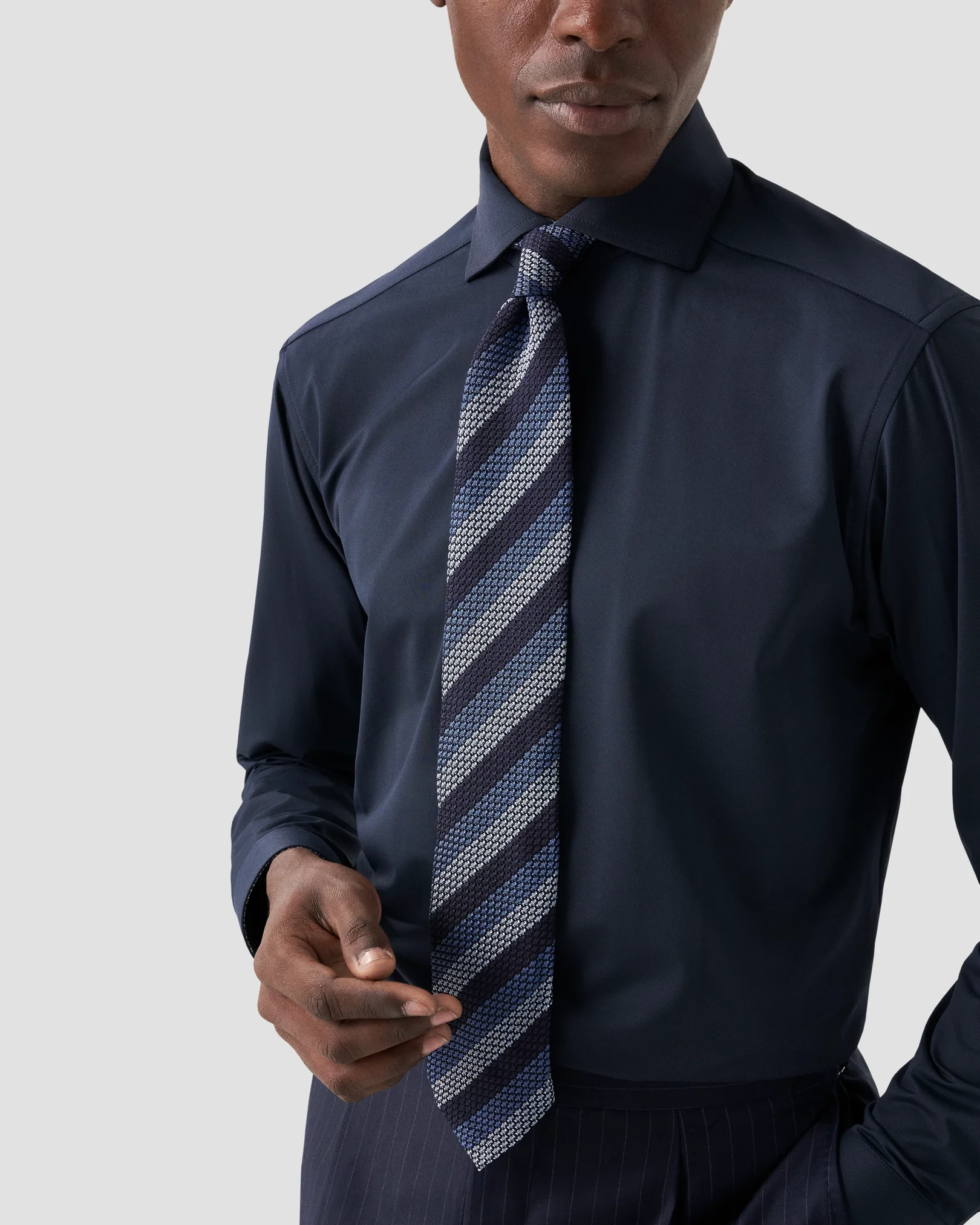 Eton - navy blue four way stretch shirt