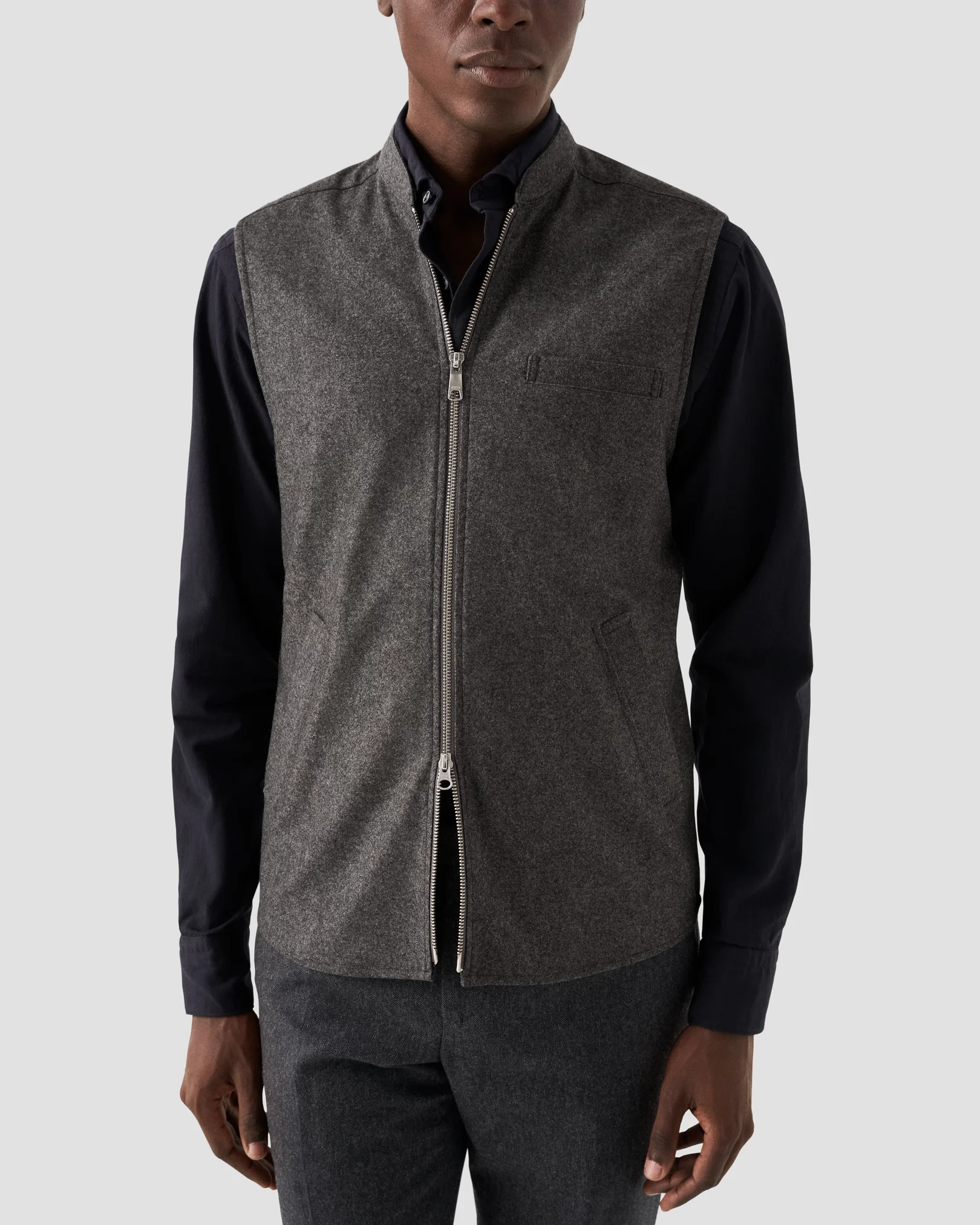 Eton - Dark Gray Wool-Cashmere Flannel Vest