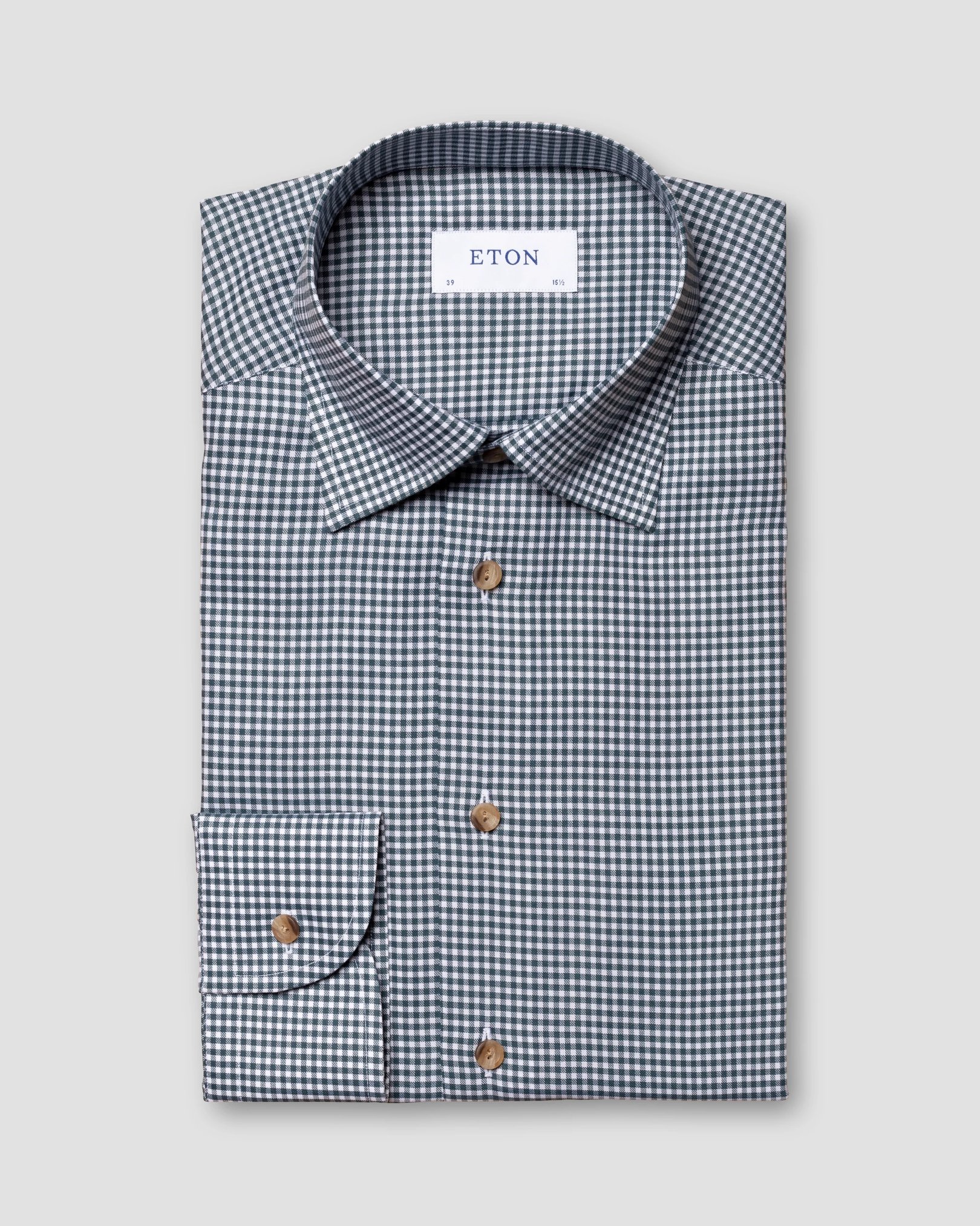 Eton - green checked flannel shirt