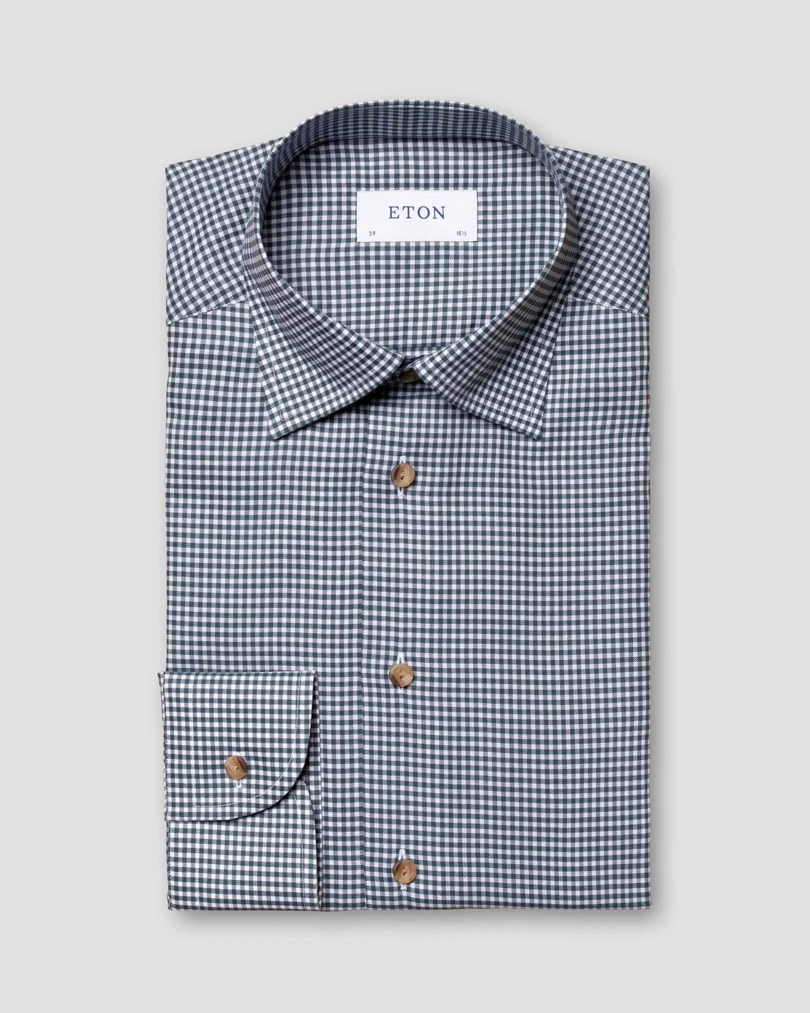 Eton - green checked flannel shirt