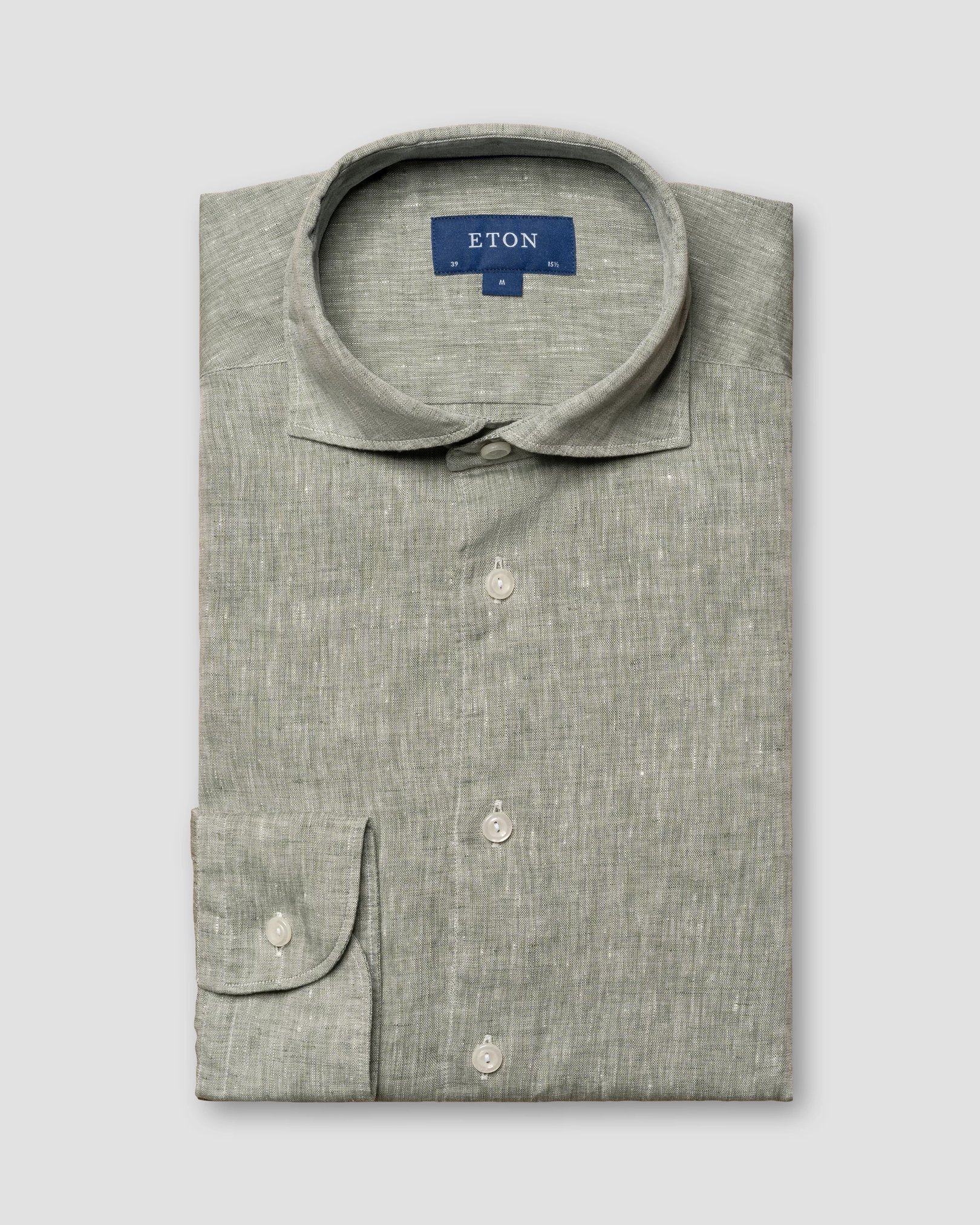 Eton - Green Linen Shirt - Wide Spread