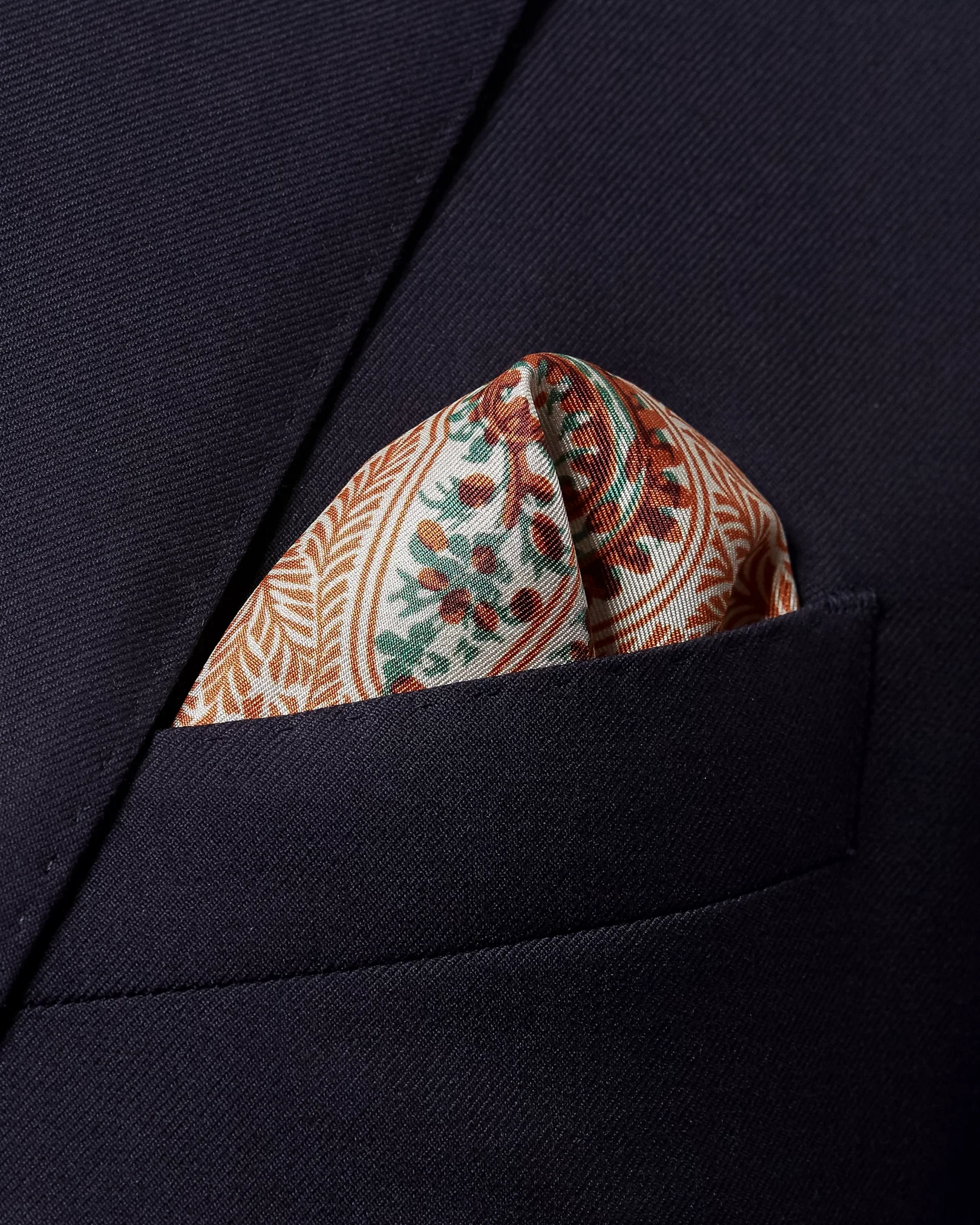 Eton - orange bold paisley pocket square