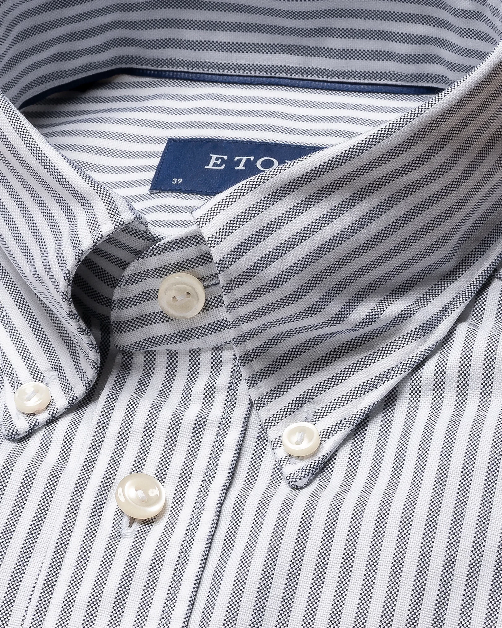 Eton - striped dark blue oxford shirt