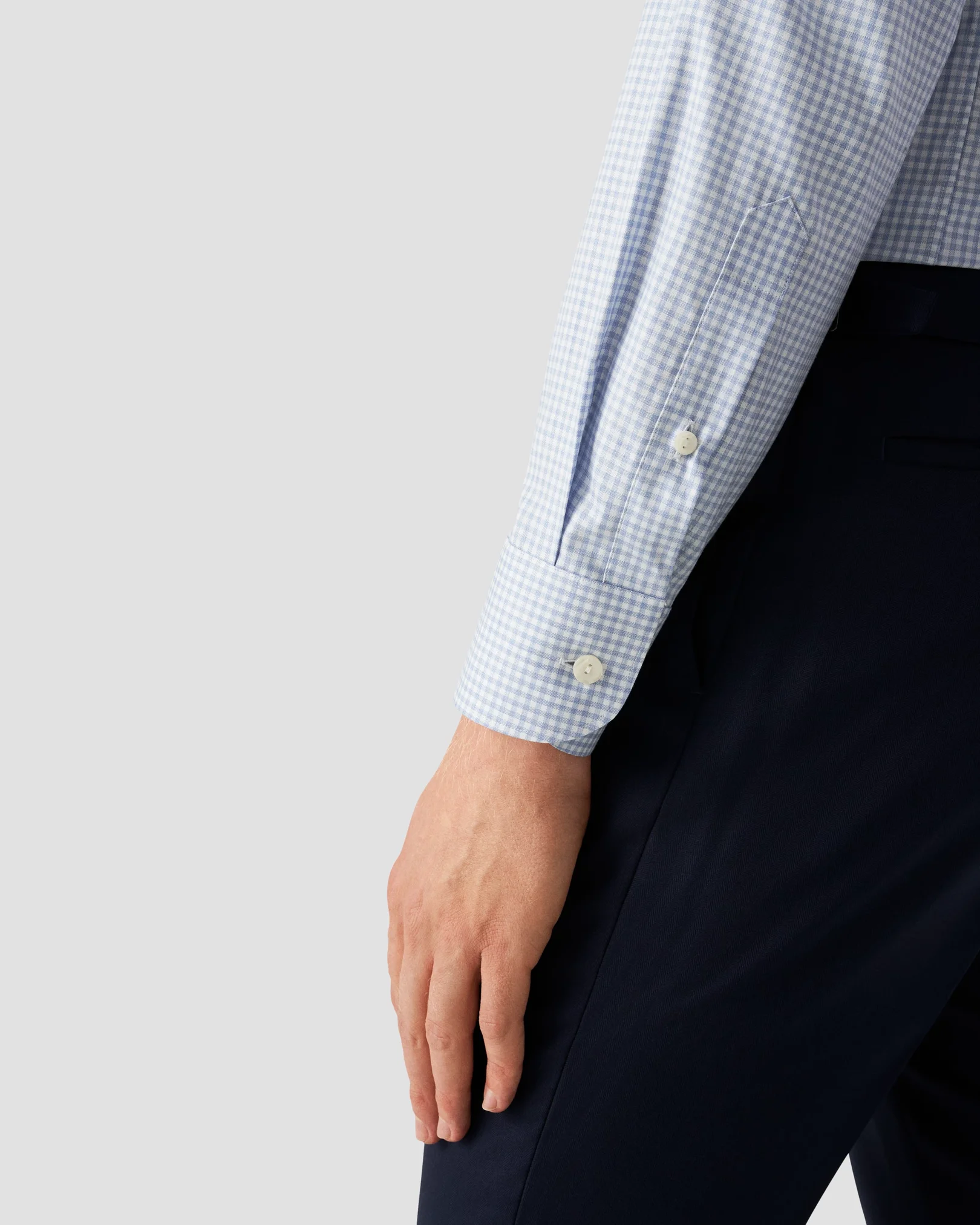Eton - light blue check signature oxford shirt