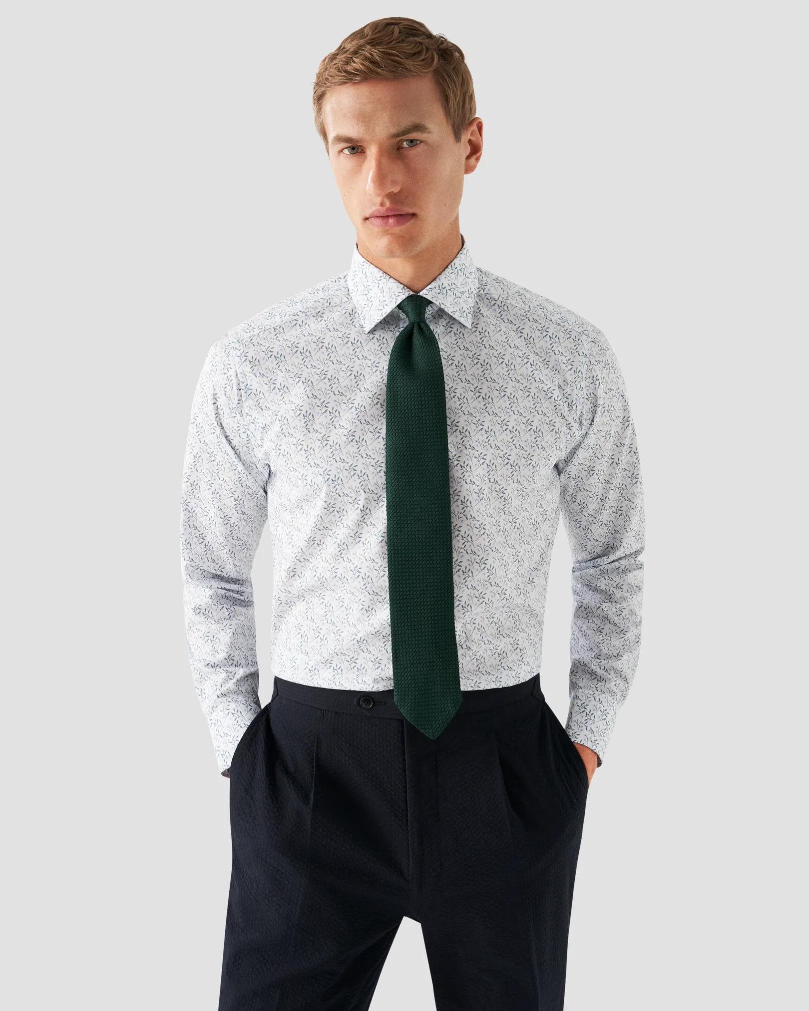 Eton - mid blue floral poplin
