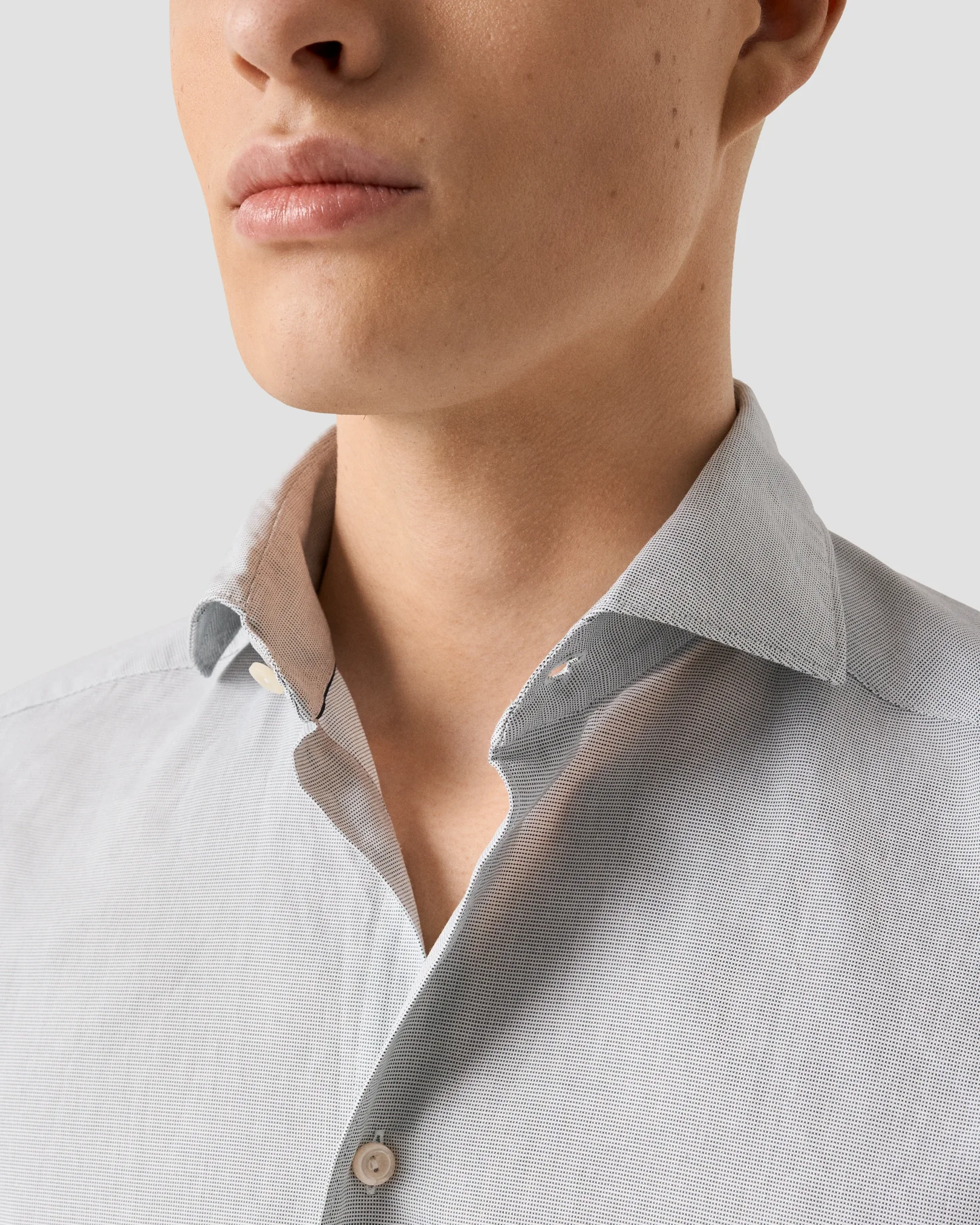Eton - solid royal oxford shirt brown