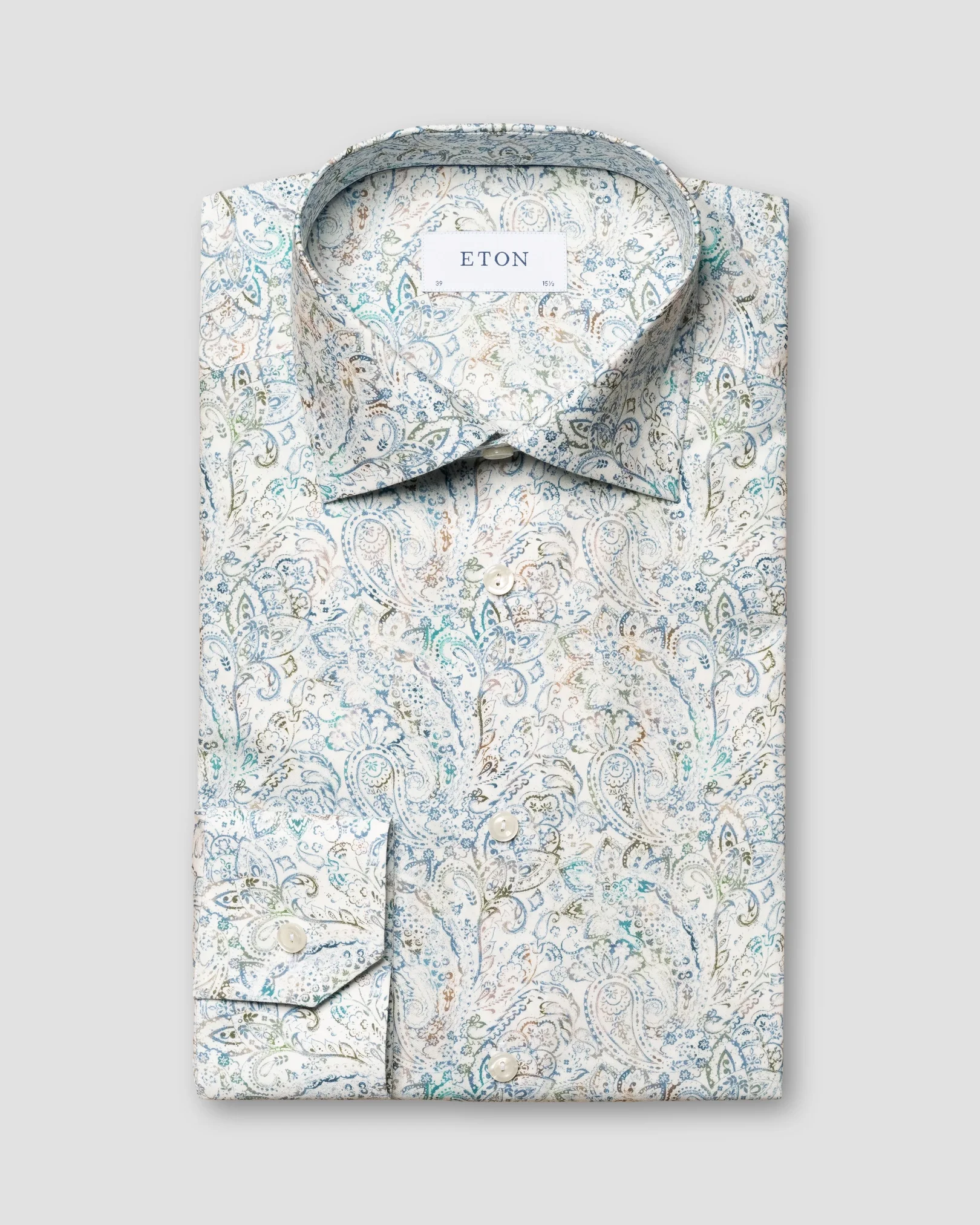 Eton - Light Green Paisley Cotton & TENCEL™ Lyocell Shirt