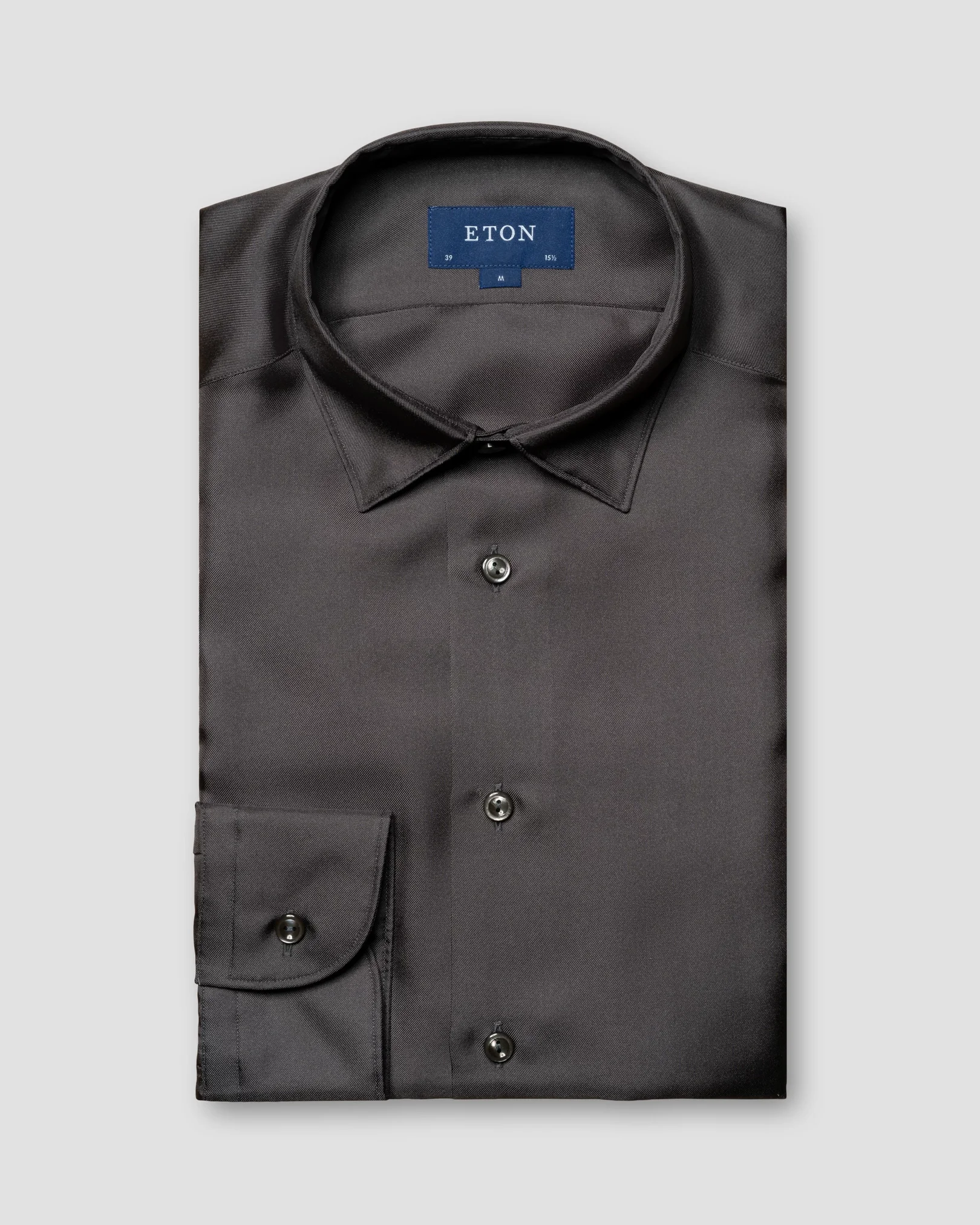 Eton - brown silk pointed rounded single one buttonhole slim soft