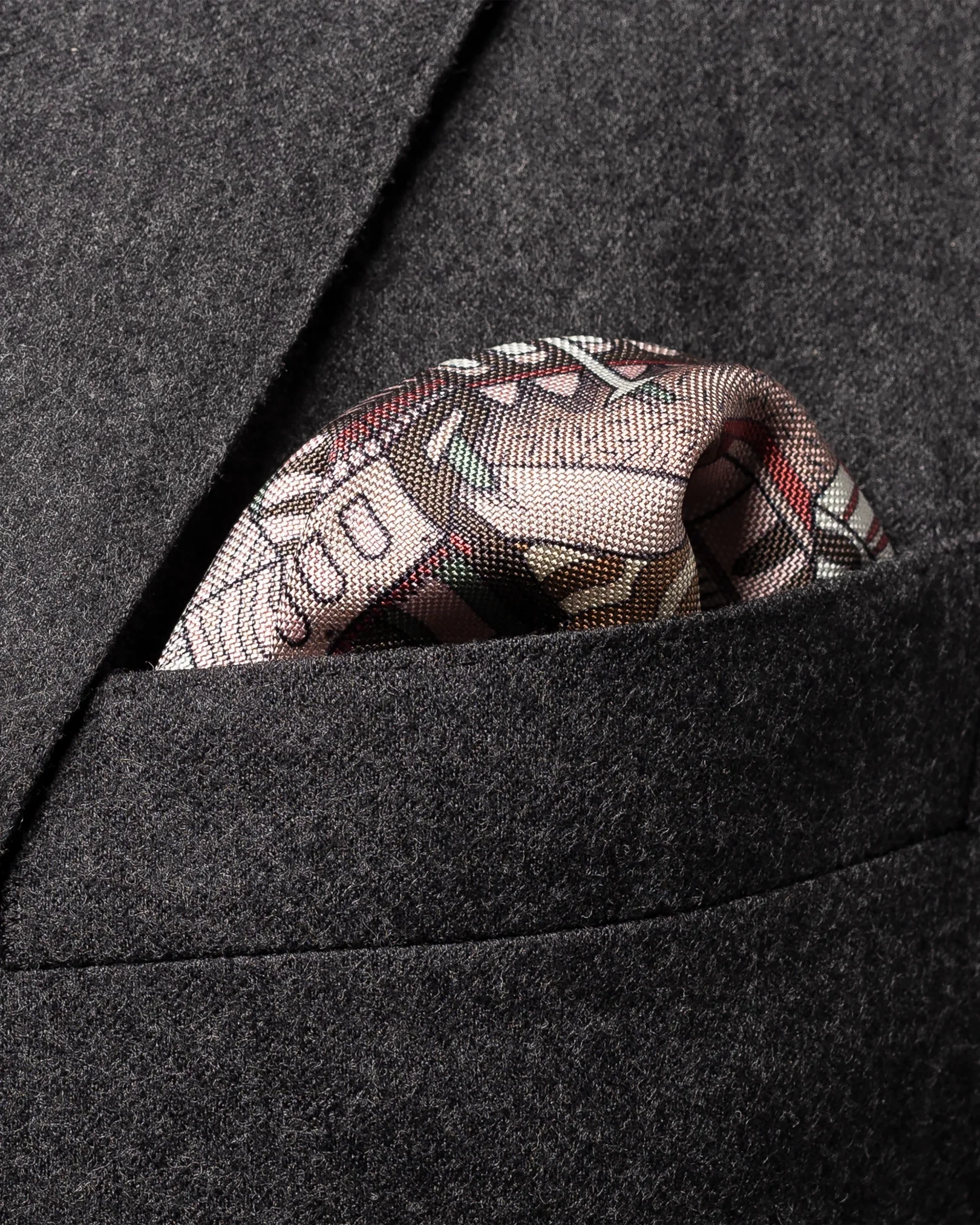 Eton - brown city print silk pocket square