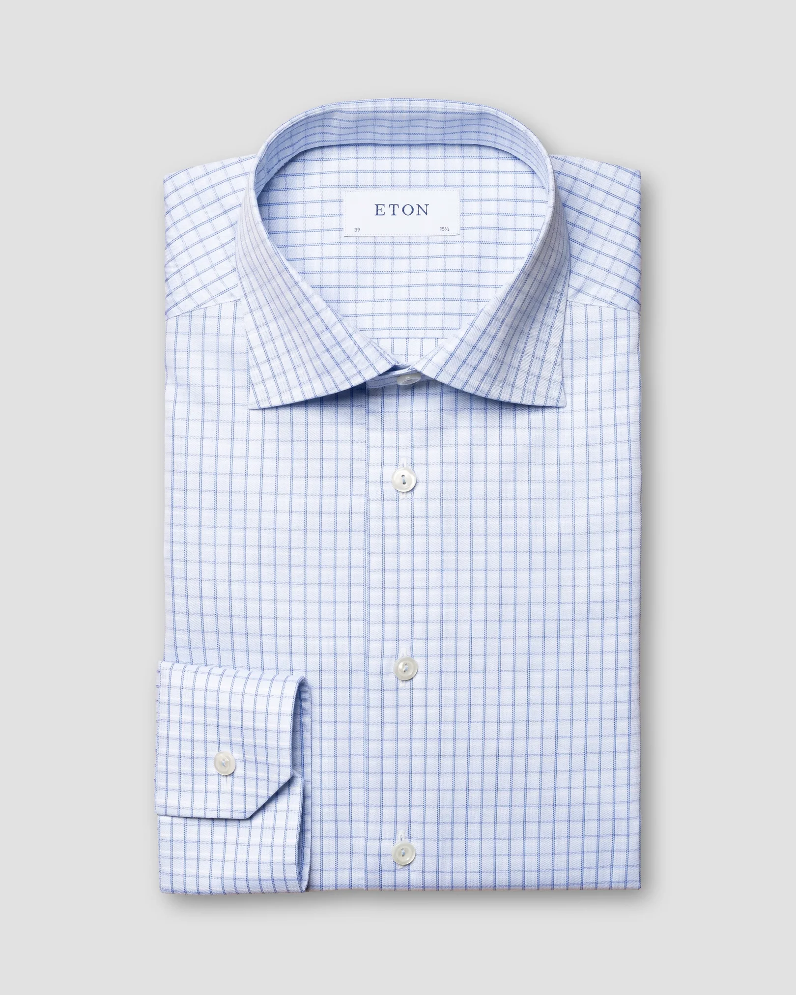 Eton - light blue signature twill checked print