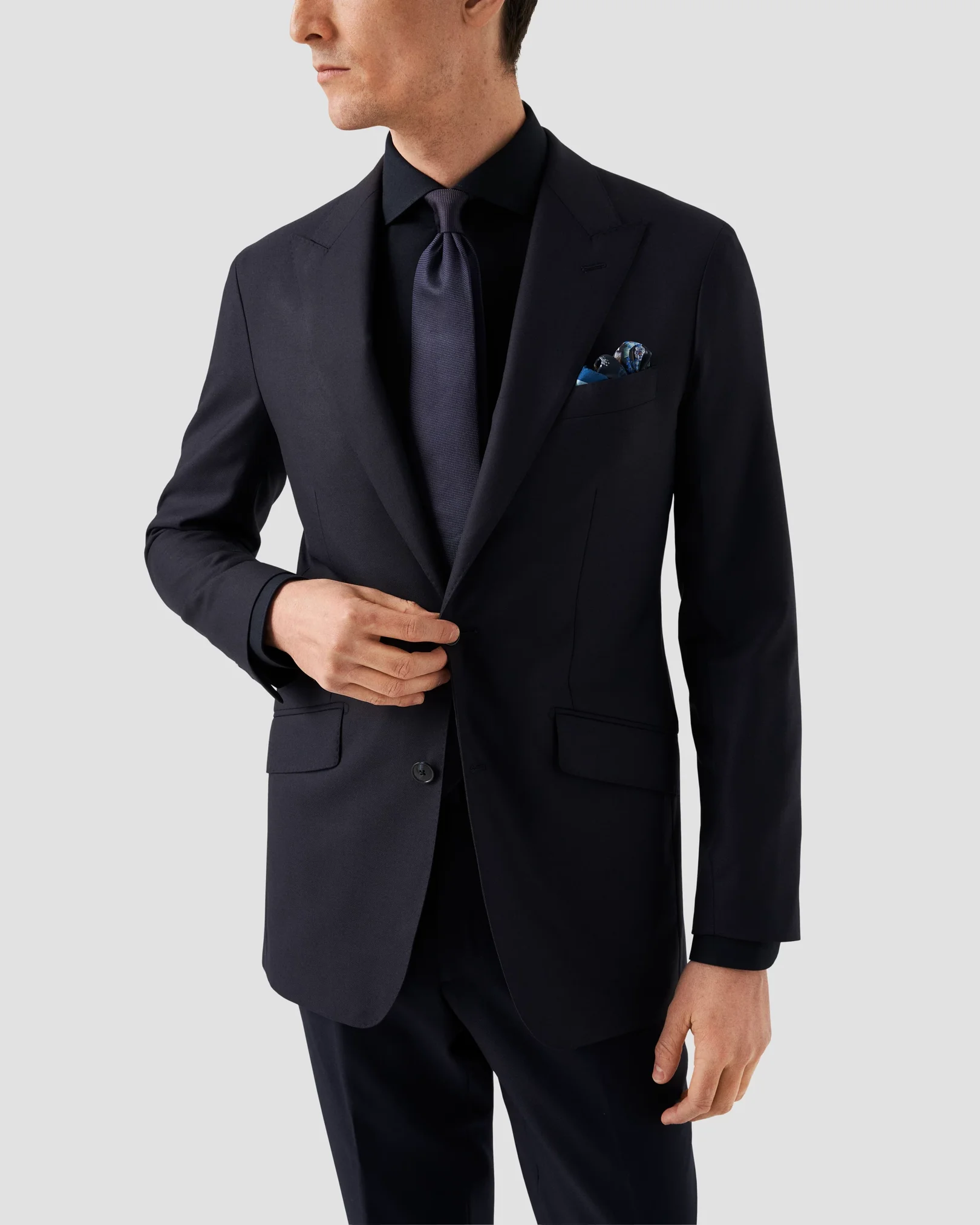 Eton - navy supima cotton strech shirt