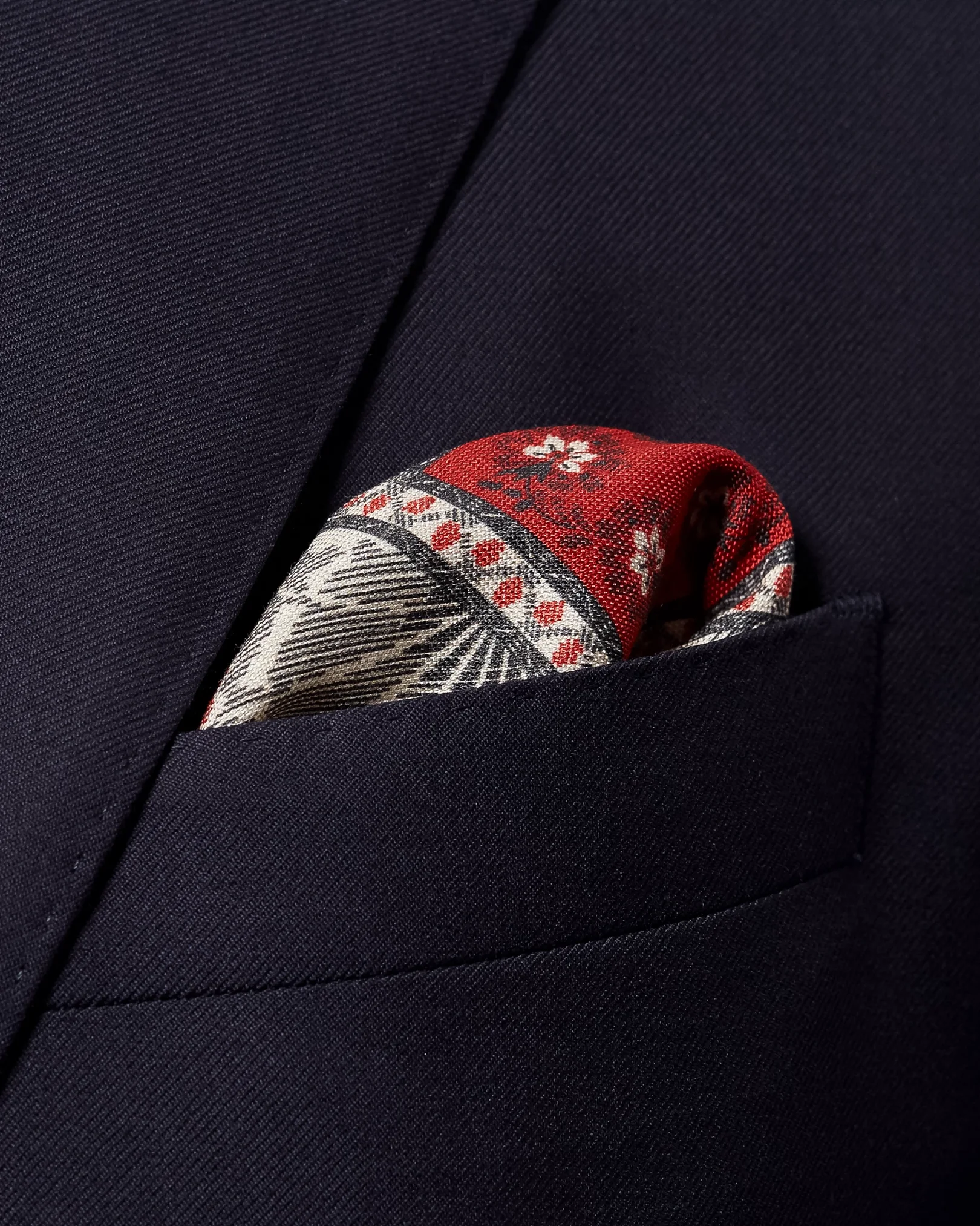 Eton - red paisley cotton silk pocket square
