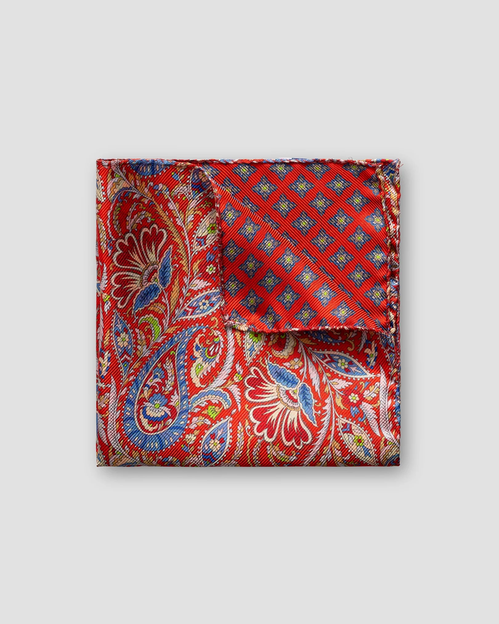 Eton - red double print pocket square