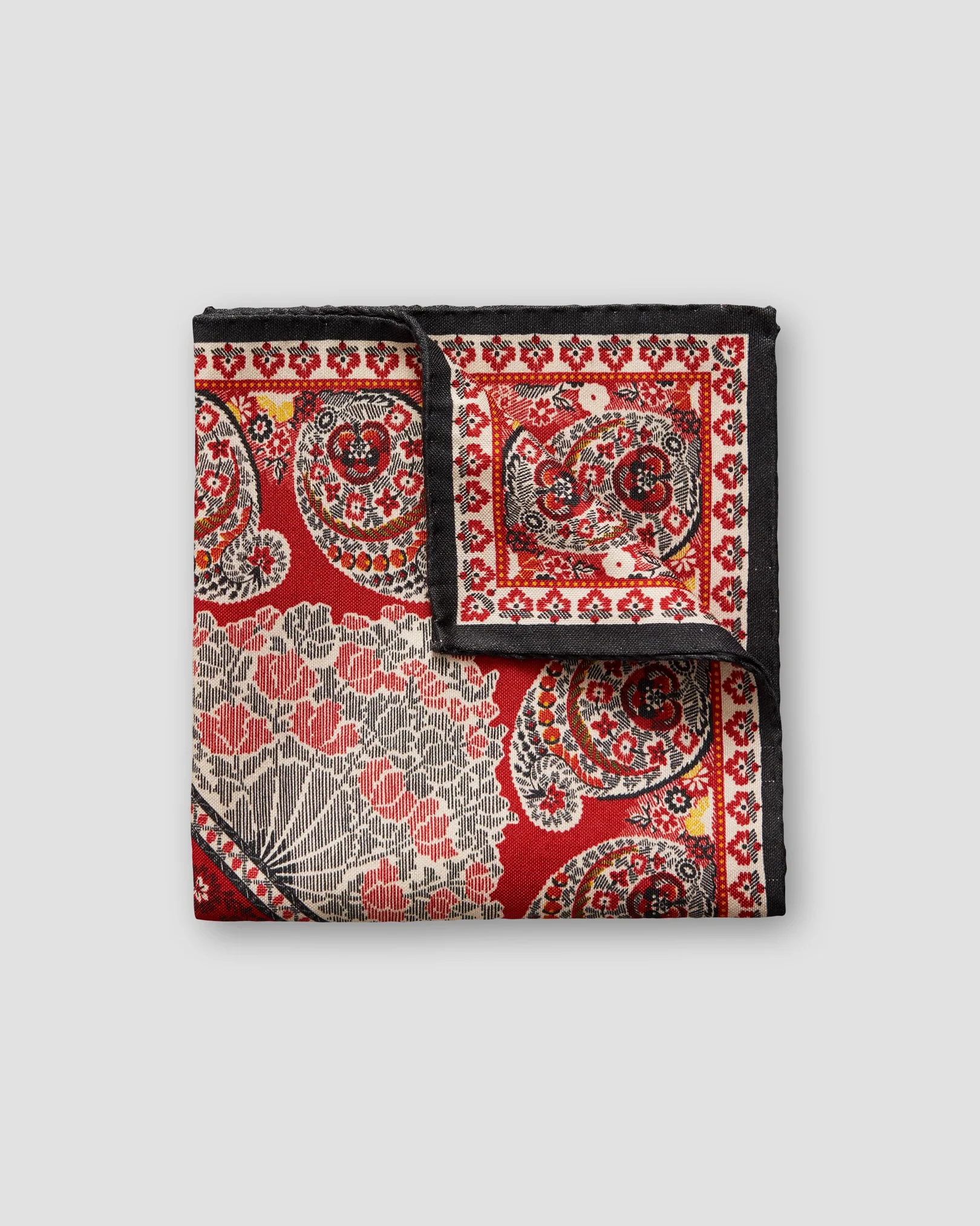 Eton - red paisley cotton silk pocket square