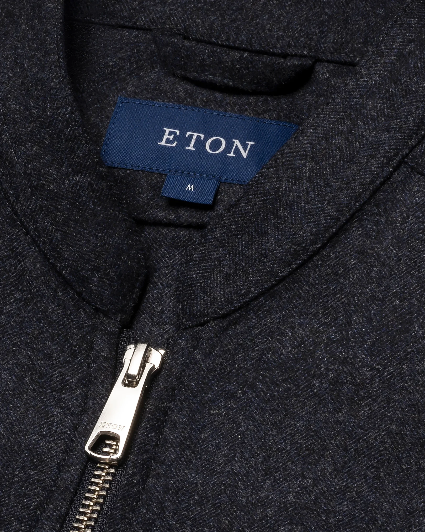 Eton - dark blue heavy flannel stand collar low no cuff vest