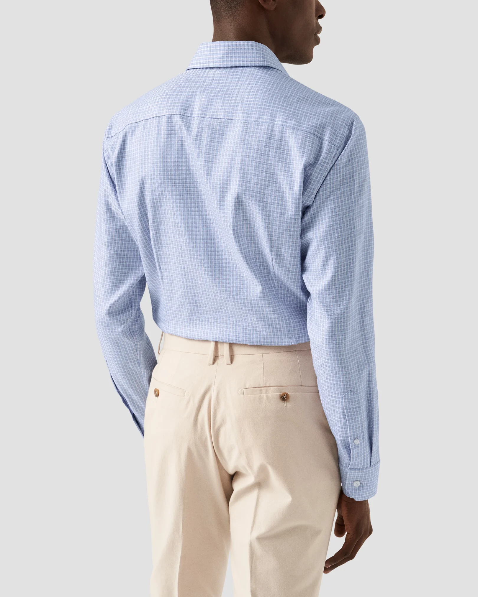 Eton - pink checked twill shirt