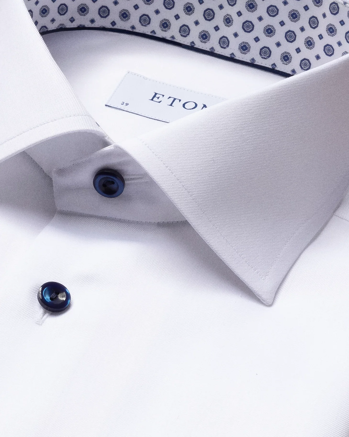 Eton - white twill shirt medallion details