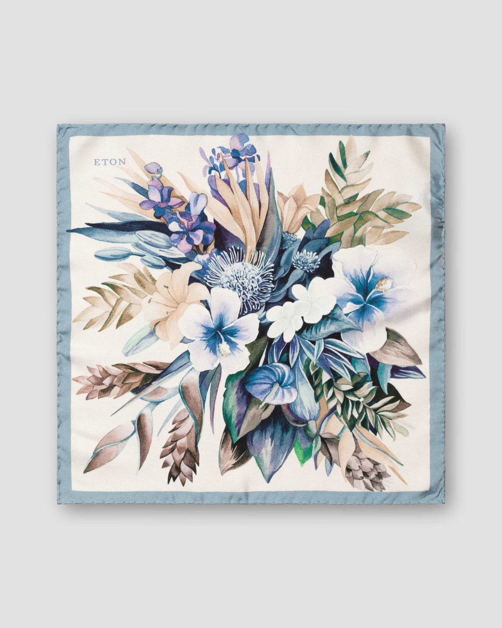 Eton - blue floral print silk pocket square