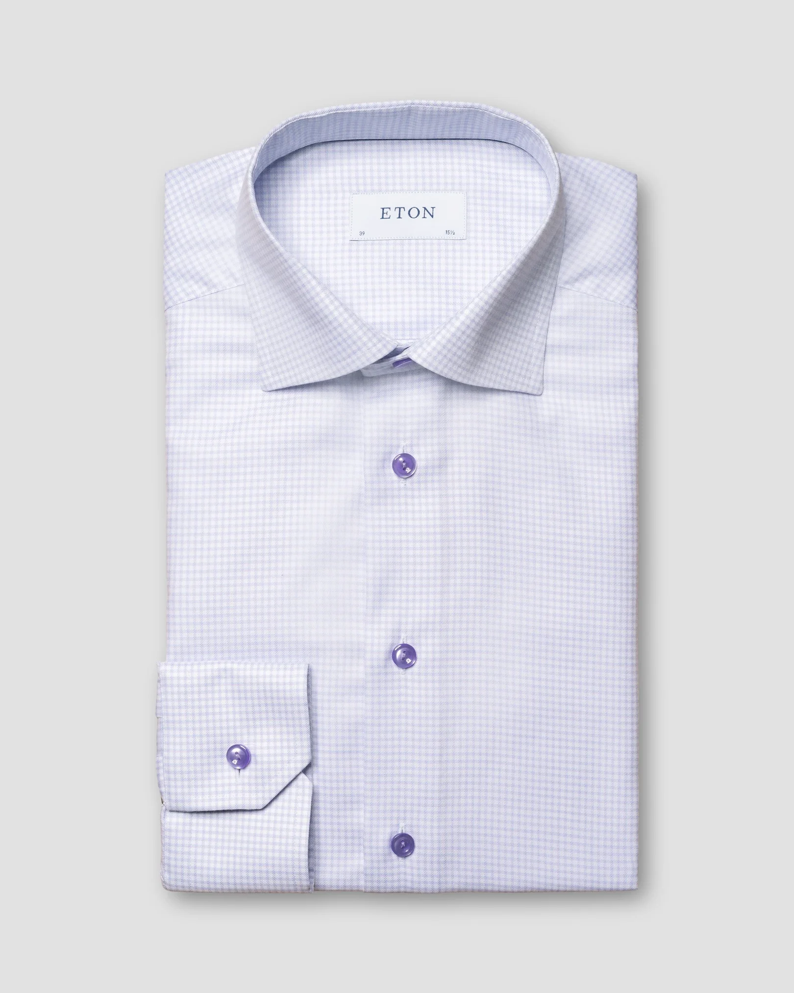 Eton - purple mini checked signature twill shirt