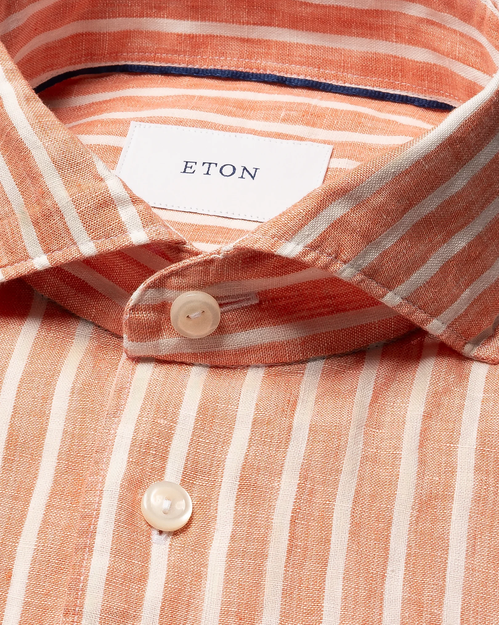 Eton - orange striped linen shirt