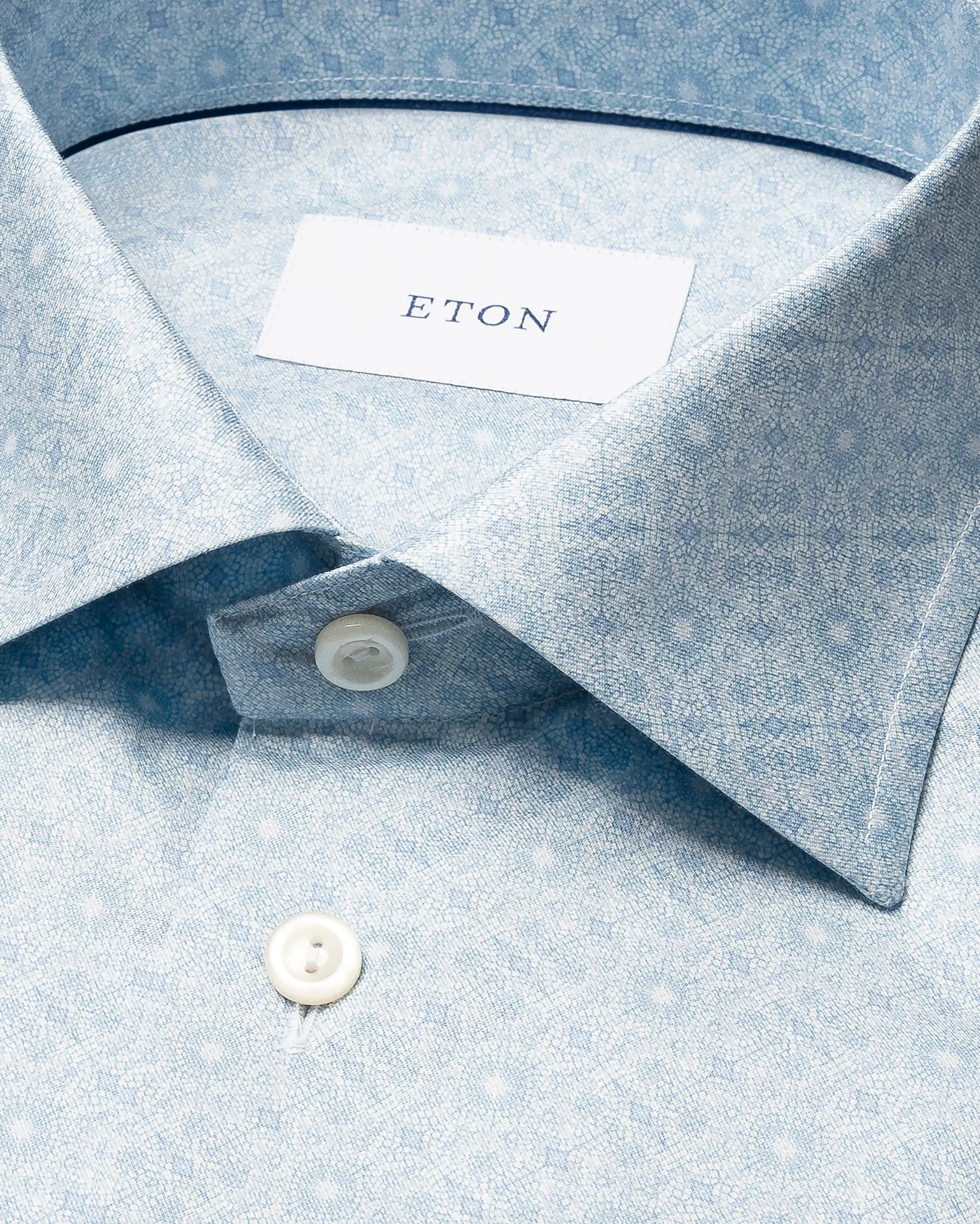 Eton - blue geometric signature twill shirt