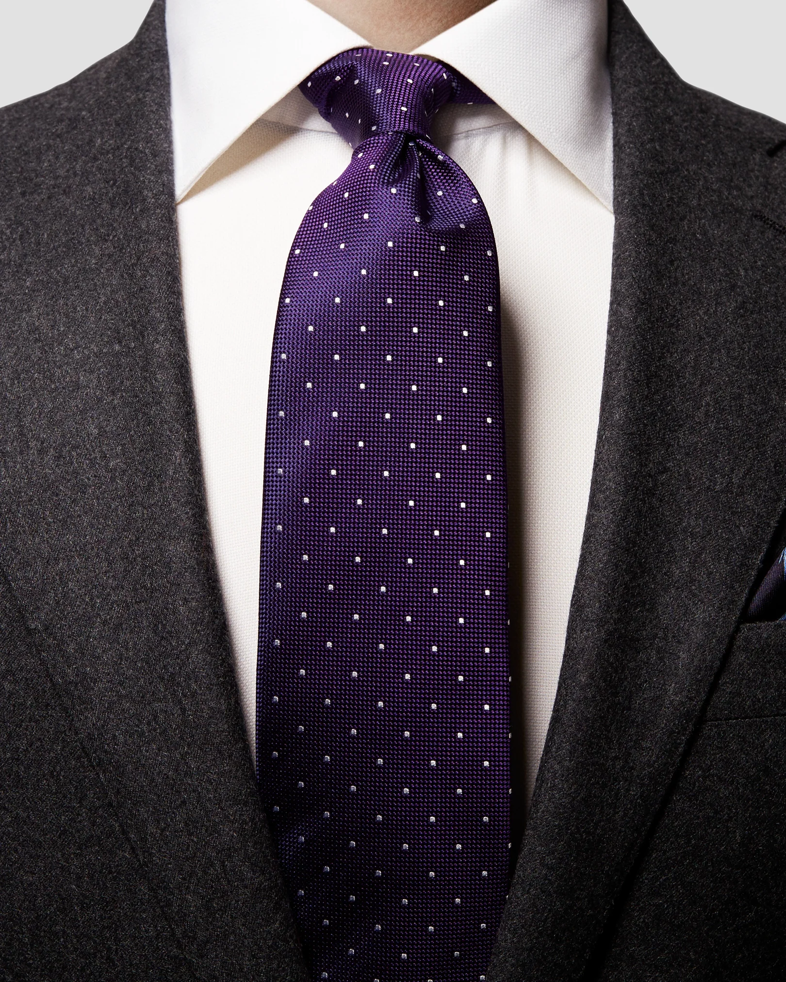 Eton - purple polka dot silk tie