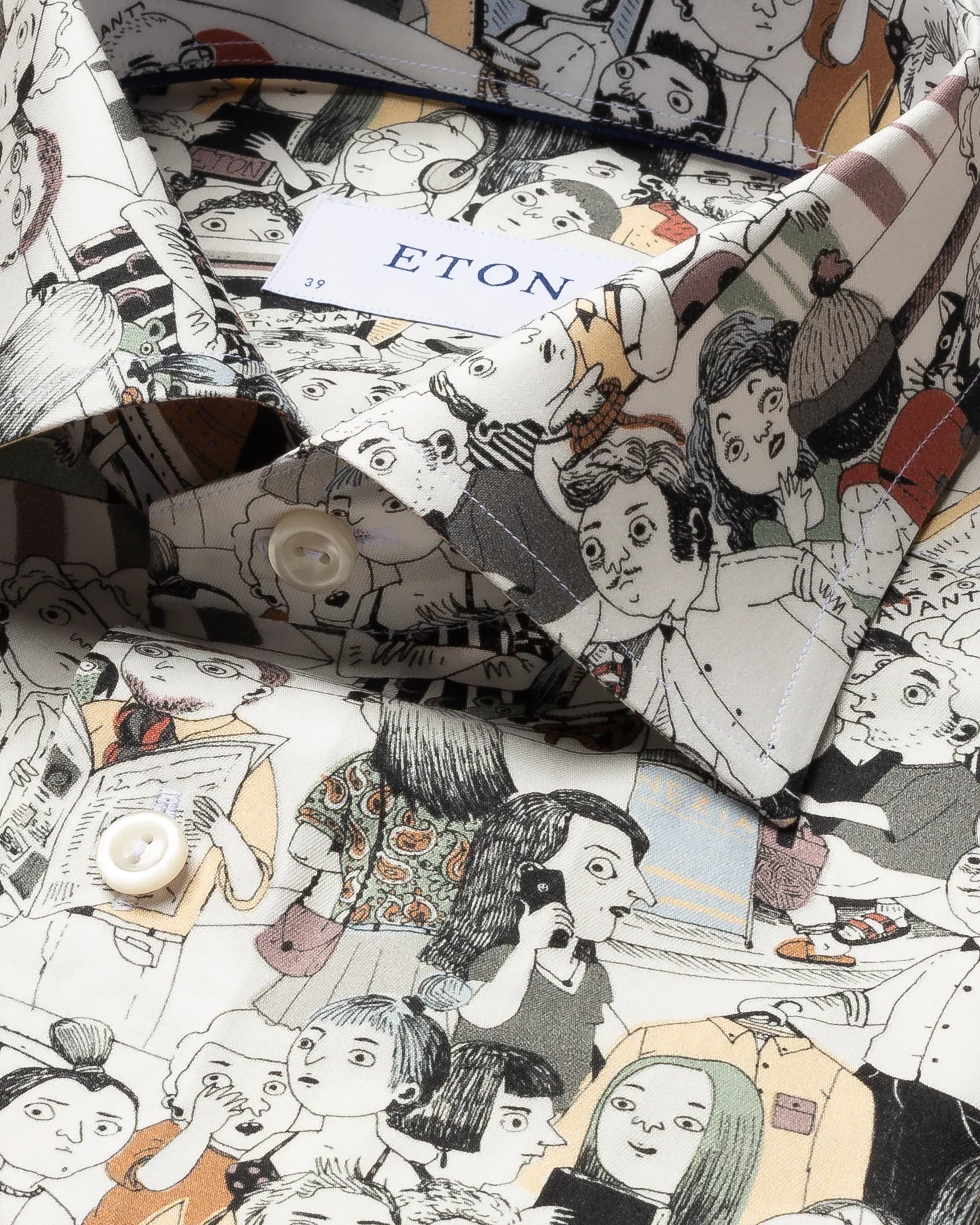Eton - white signature twill shirt murano crowd print