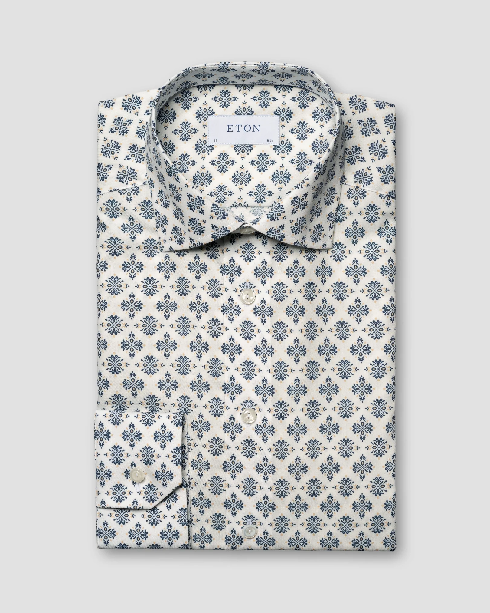 Eton - white cotton tencel mdedallion shirt