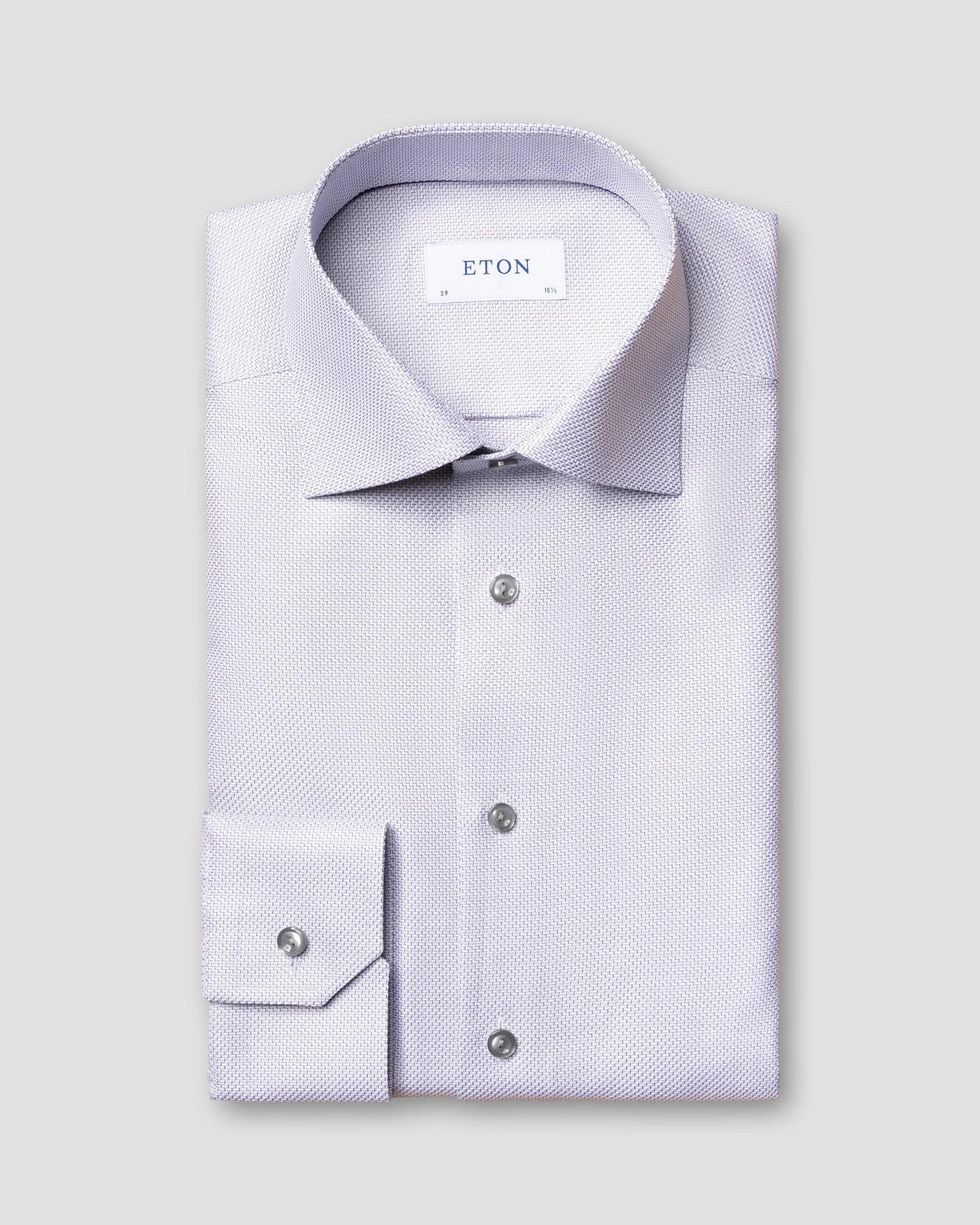 Eton - grey zic zac king twill shirt