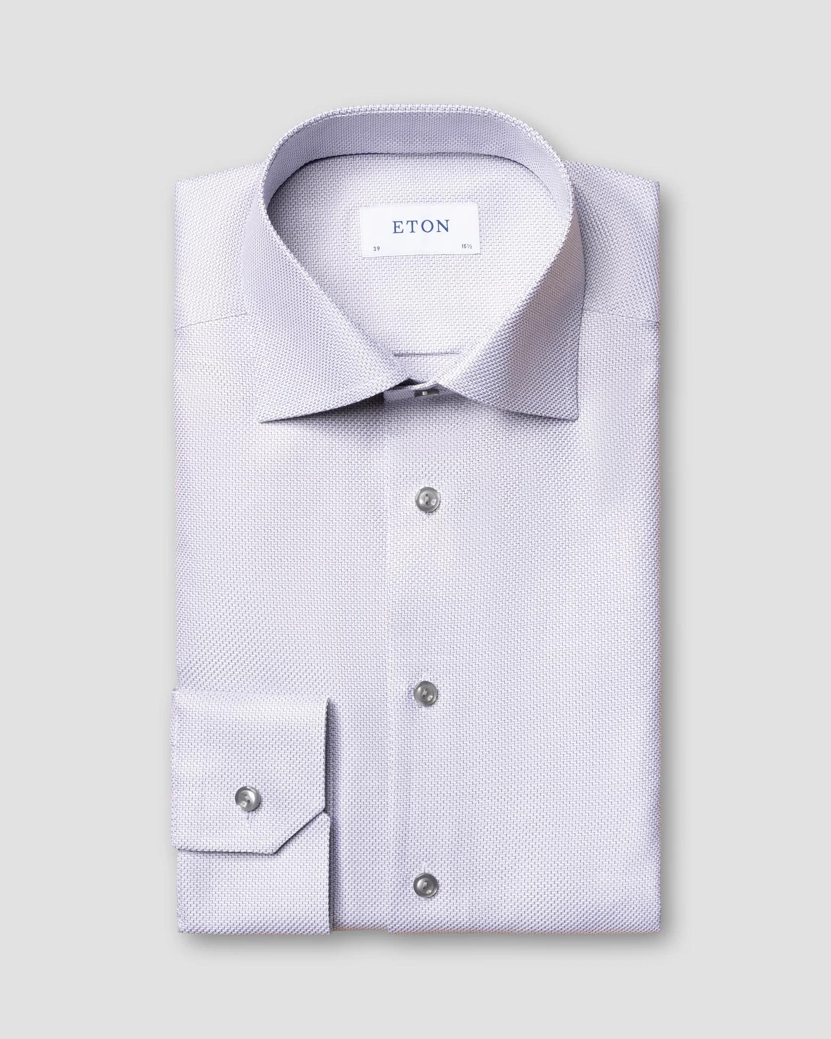 Eton - grey zic zac king twill shirt