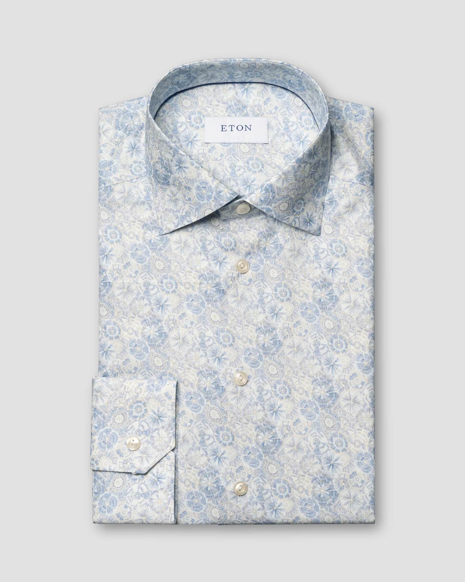 Eton - light blue motif signature twill shirt