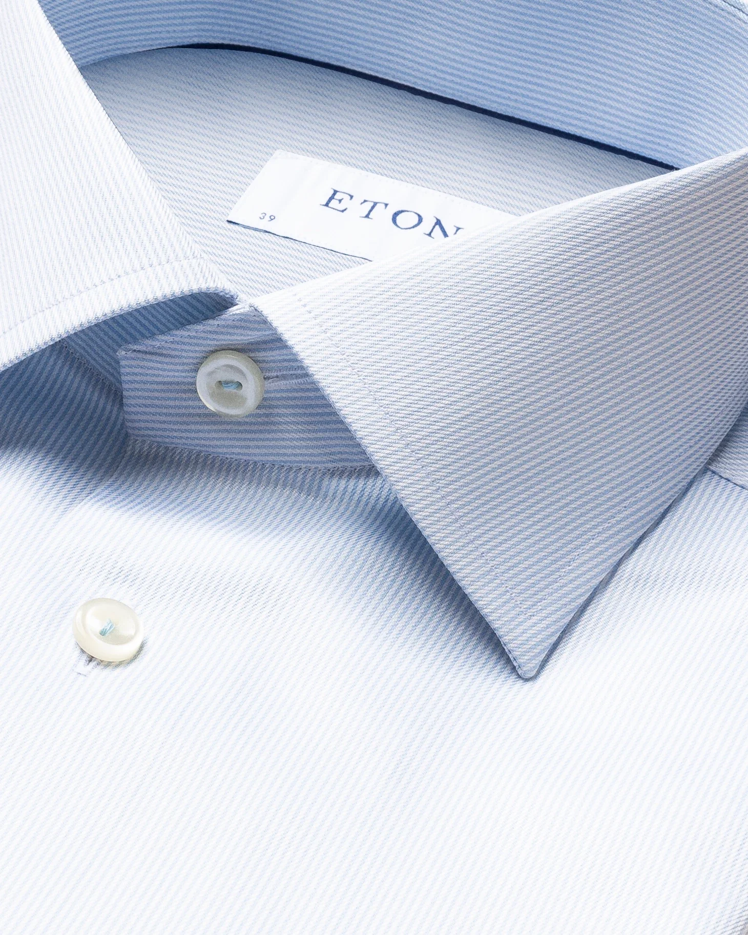 Eton - light blue striped stretch twill shirt