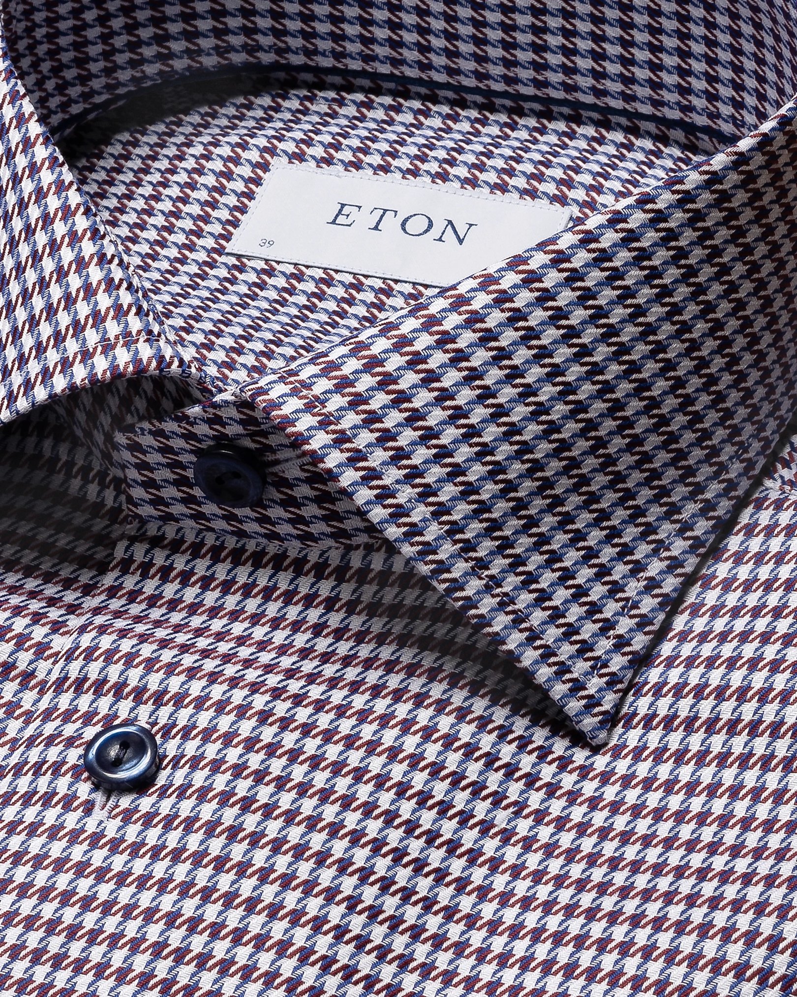 Eton - dark red houndstooth twill