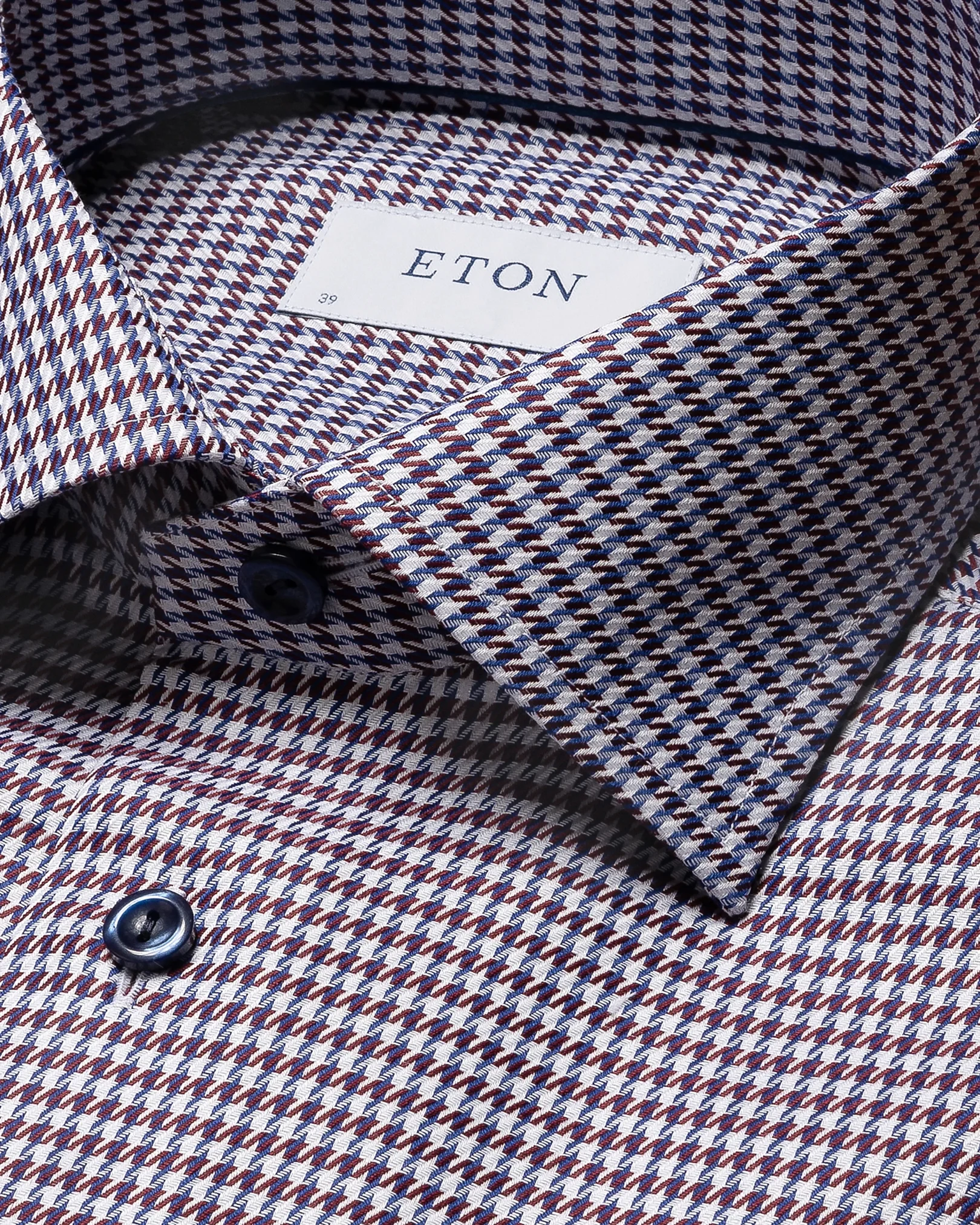 Eton - dark red houndstooth twill