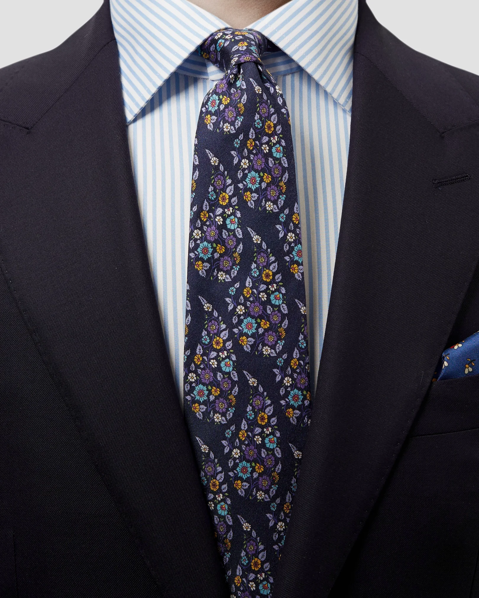 Eton - navy blue paisley drop