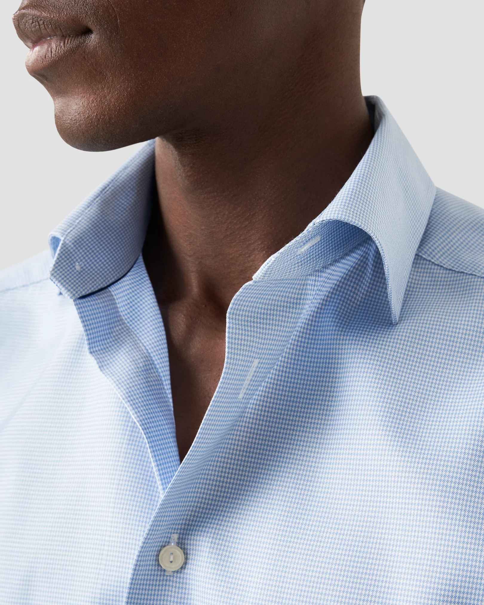 Eton - light blue cotton lyocell twill