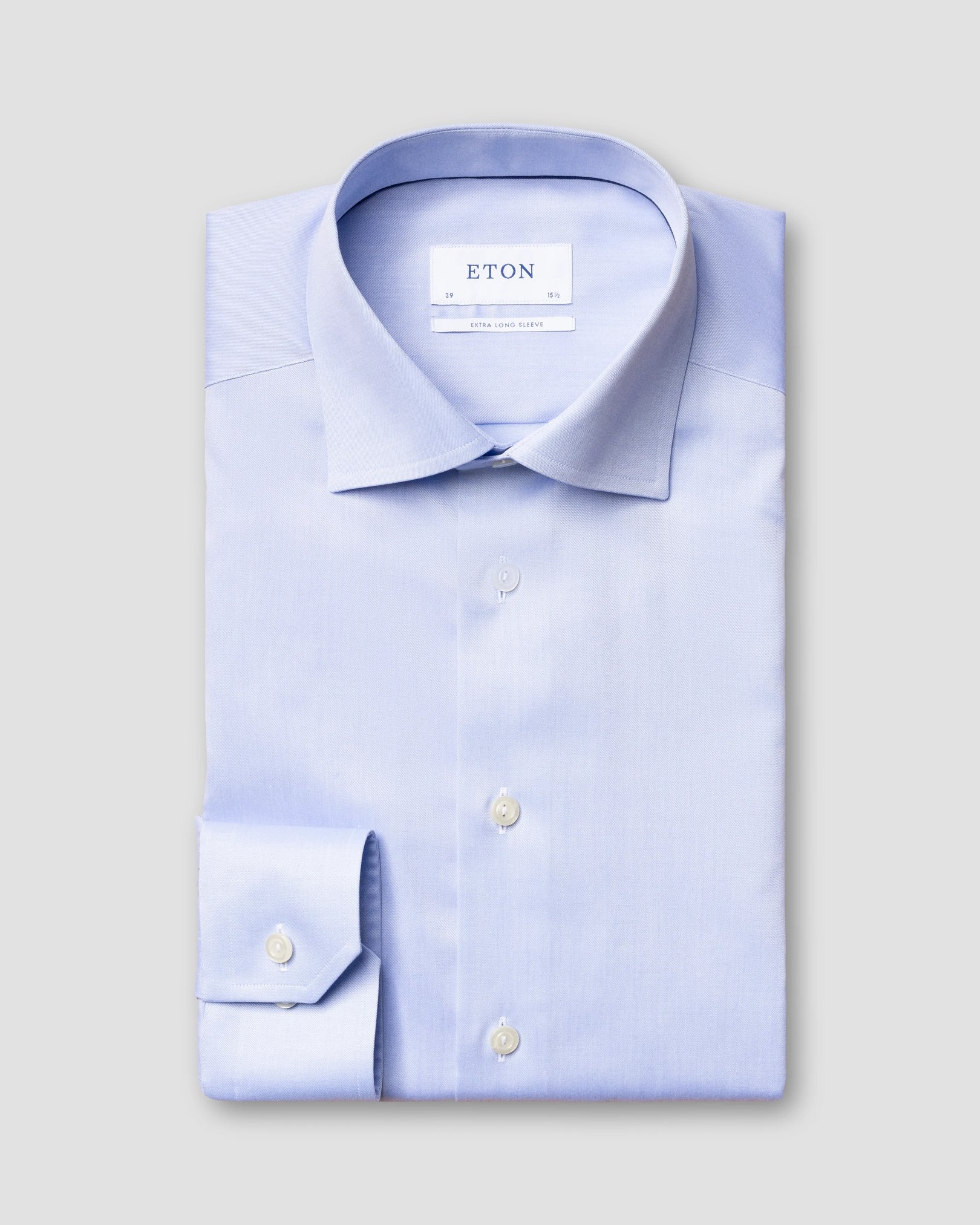 Eton - Light Blue Signature Twill Shirt – Extra Long Sleeves