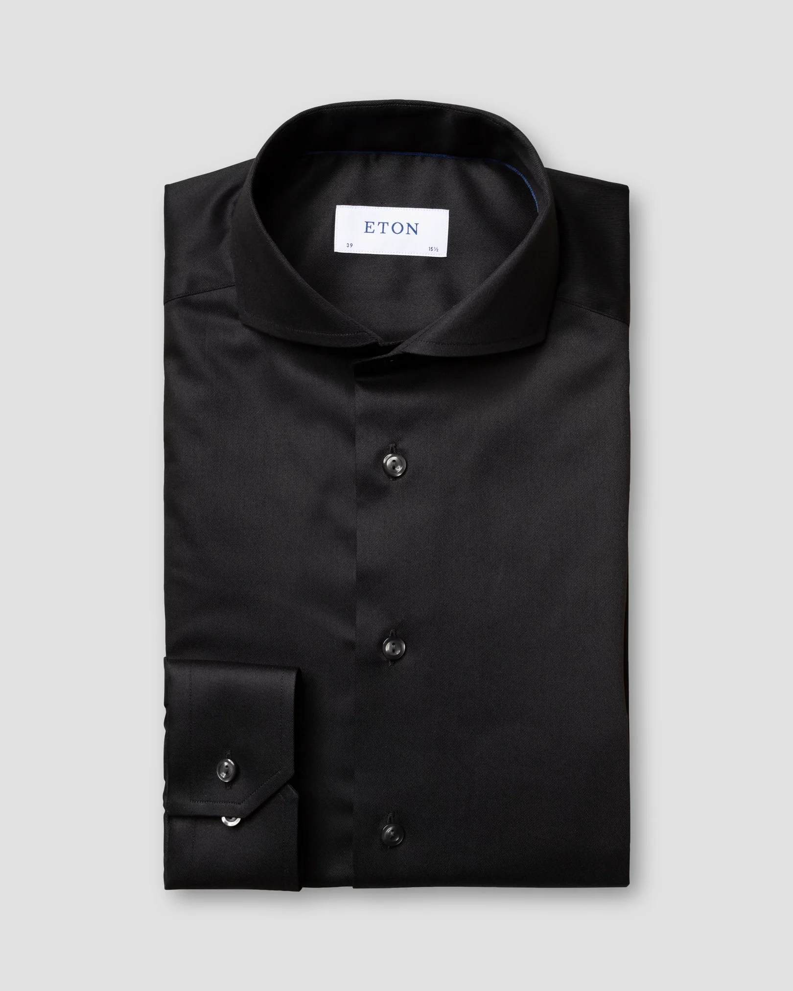 Eton - black twill stretch shirt extreme cut away