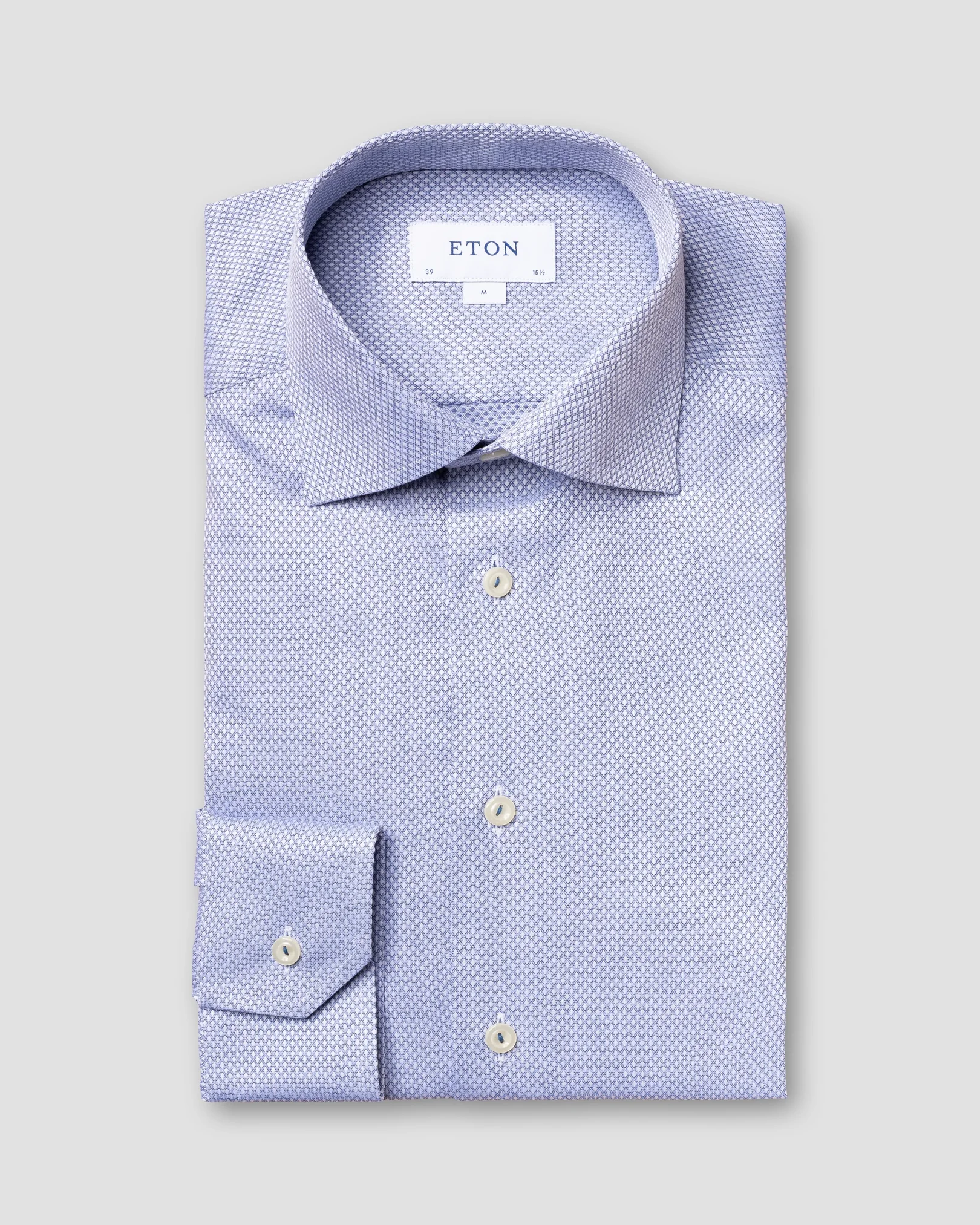 Eton - dusty blue diamond dobby shirt