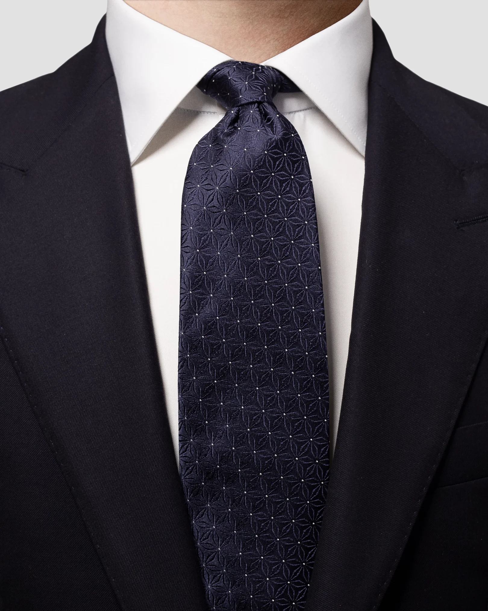 Eton - midnight blue floral silk tie