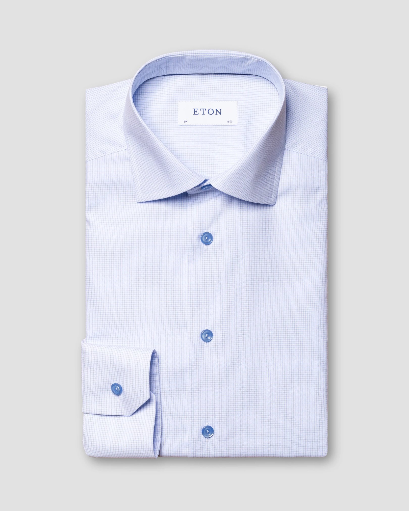 Eton - blue micro check shirt